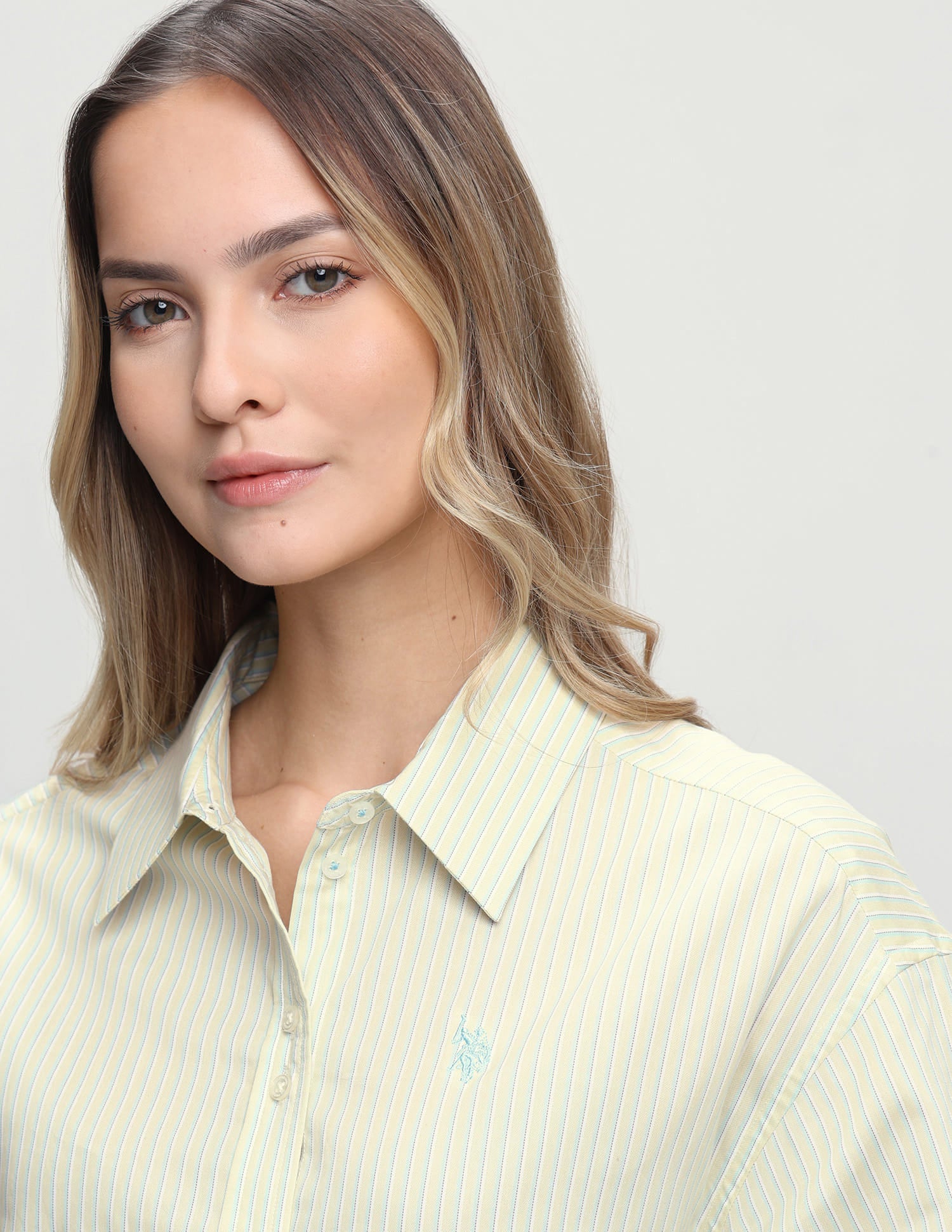 Vertical Striped Boyfriend Fit Shirt Yellow - U.S. Polo Assn. India | Large