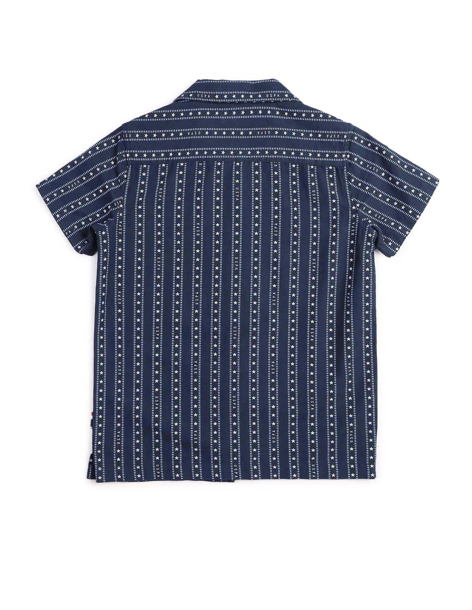 Boys Geometric Printed Relaxed Fit Shirt Navy - U.S. POLO ASSN. | Large