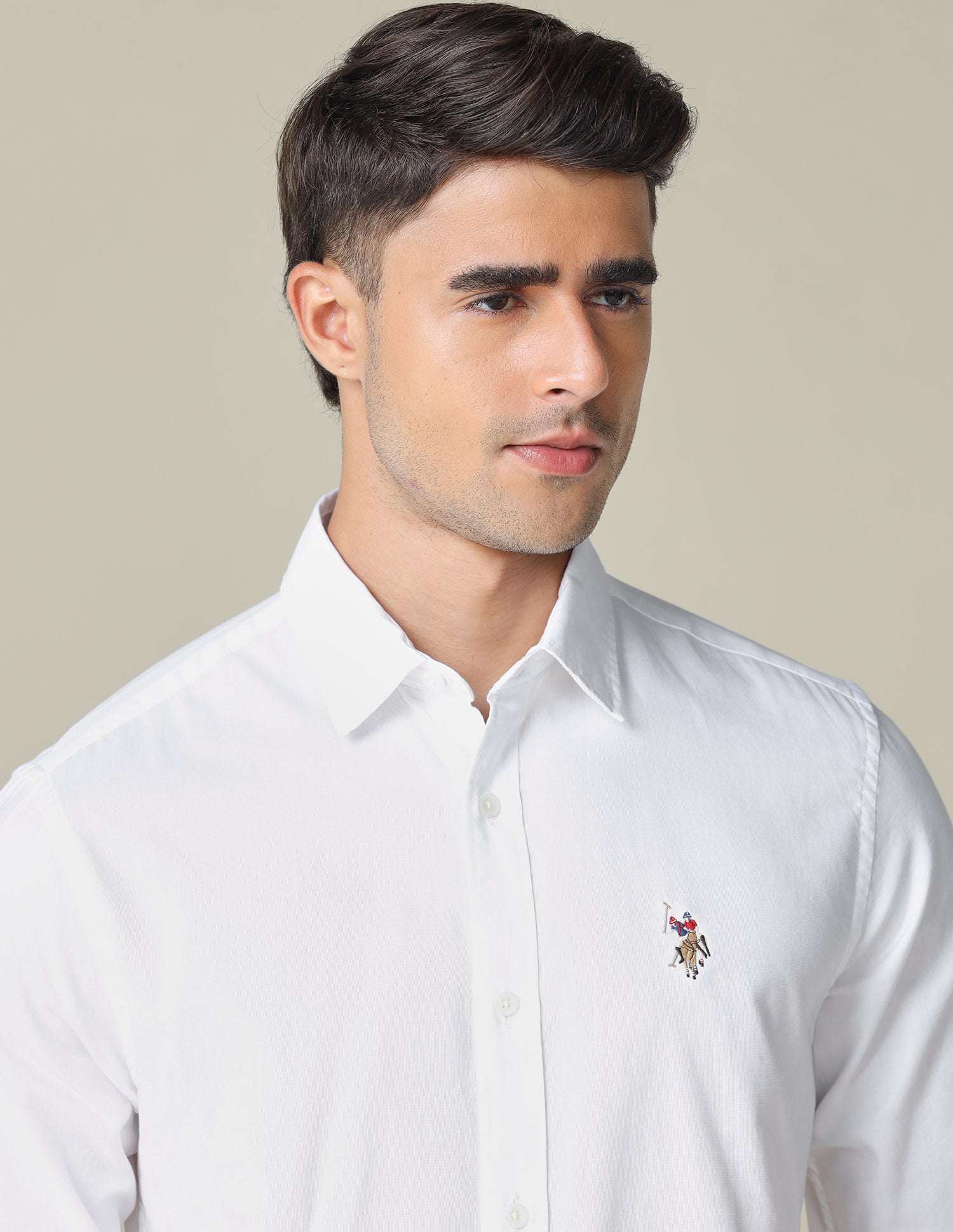 Tailored Fit Textured Shirt White - U.S. POLO ASSN. | Large