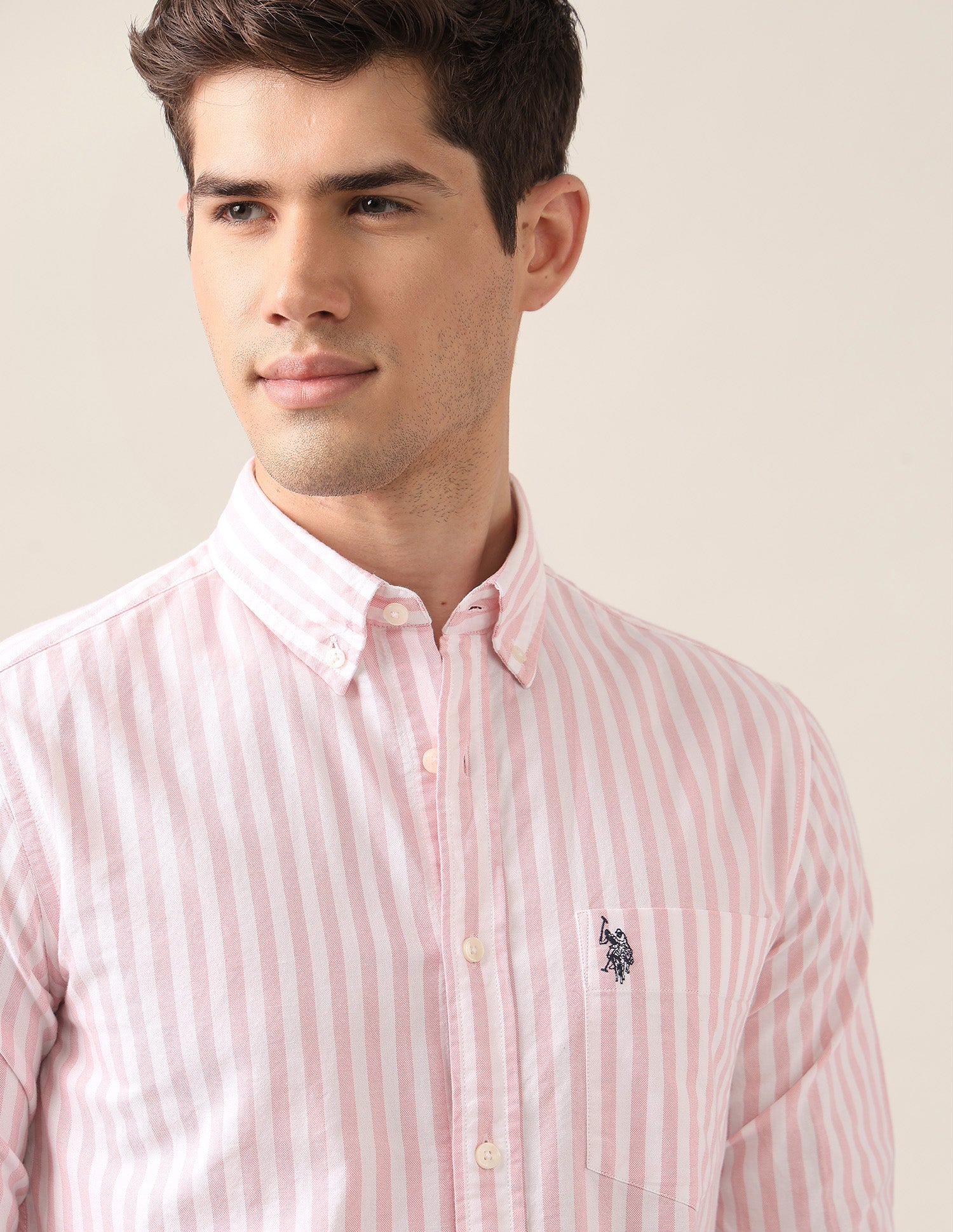 Vertical Striped Oxford Shirt Pink - U.S. Polo Assn. India | Large