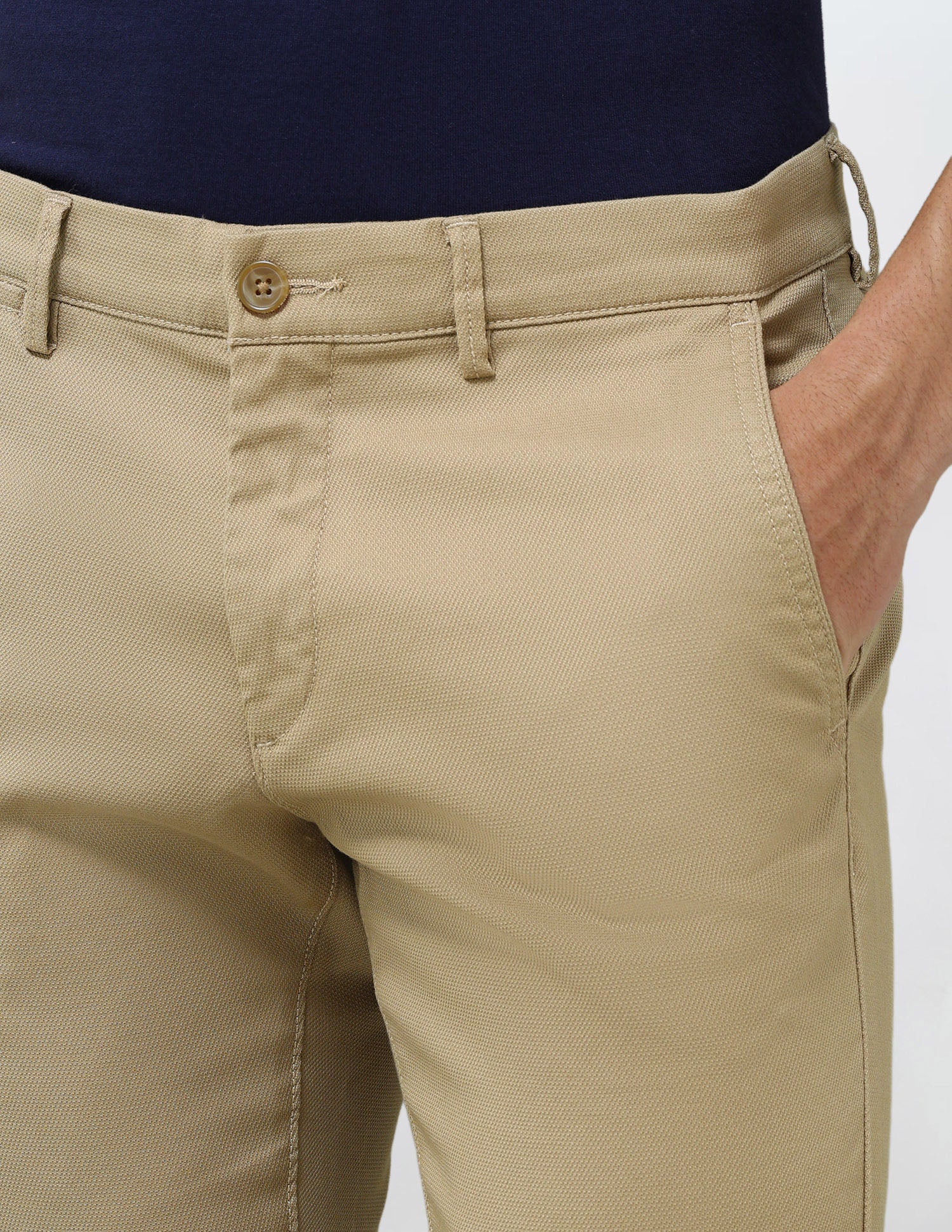 Denver Slim Fit Satin Trousers Khaki - U.S. Polo Assn. India | Large