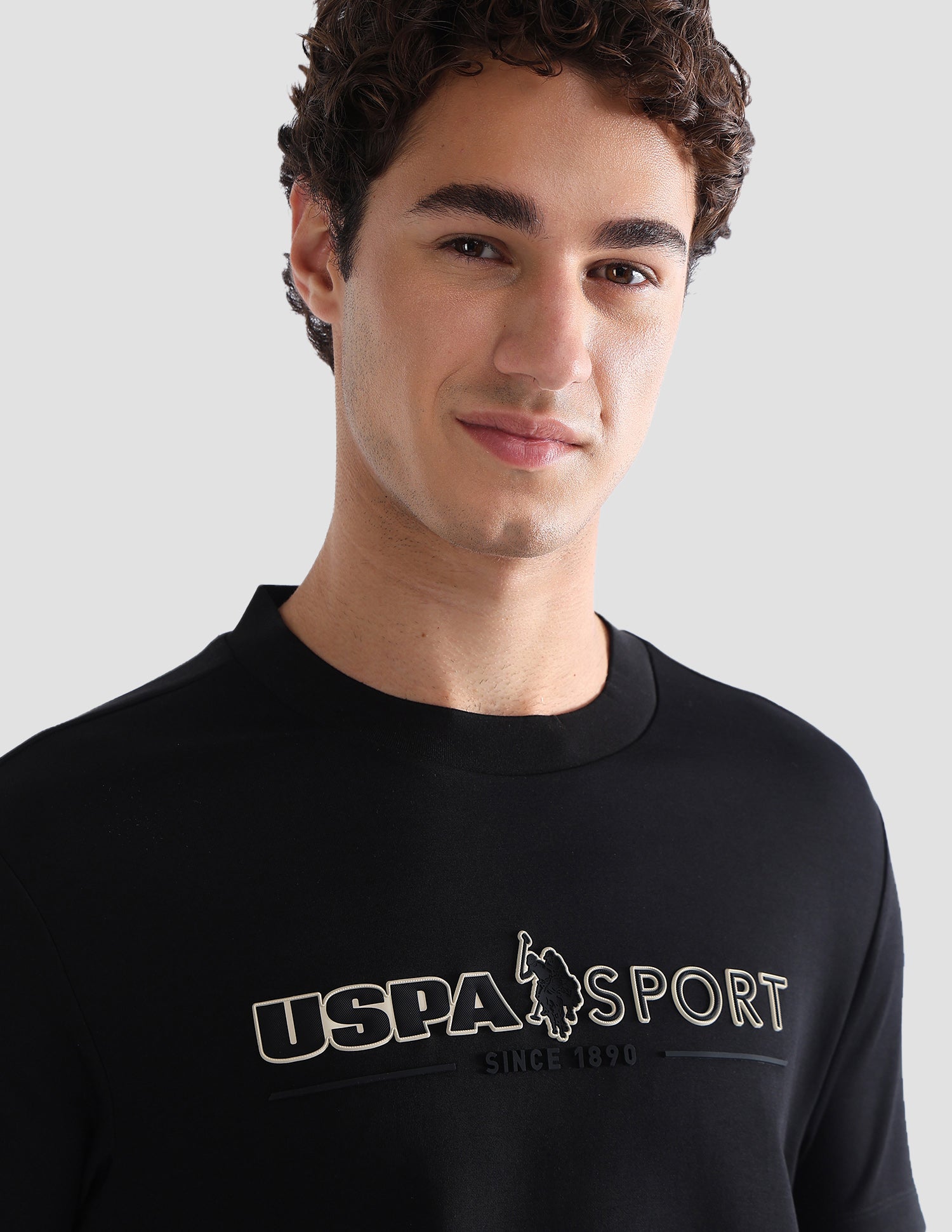 Brand Printed Slim Fit Active T-Shirt Black - U.S. Polo Assn. India | Large