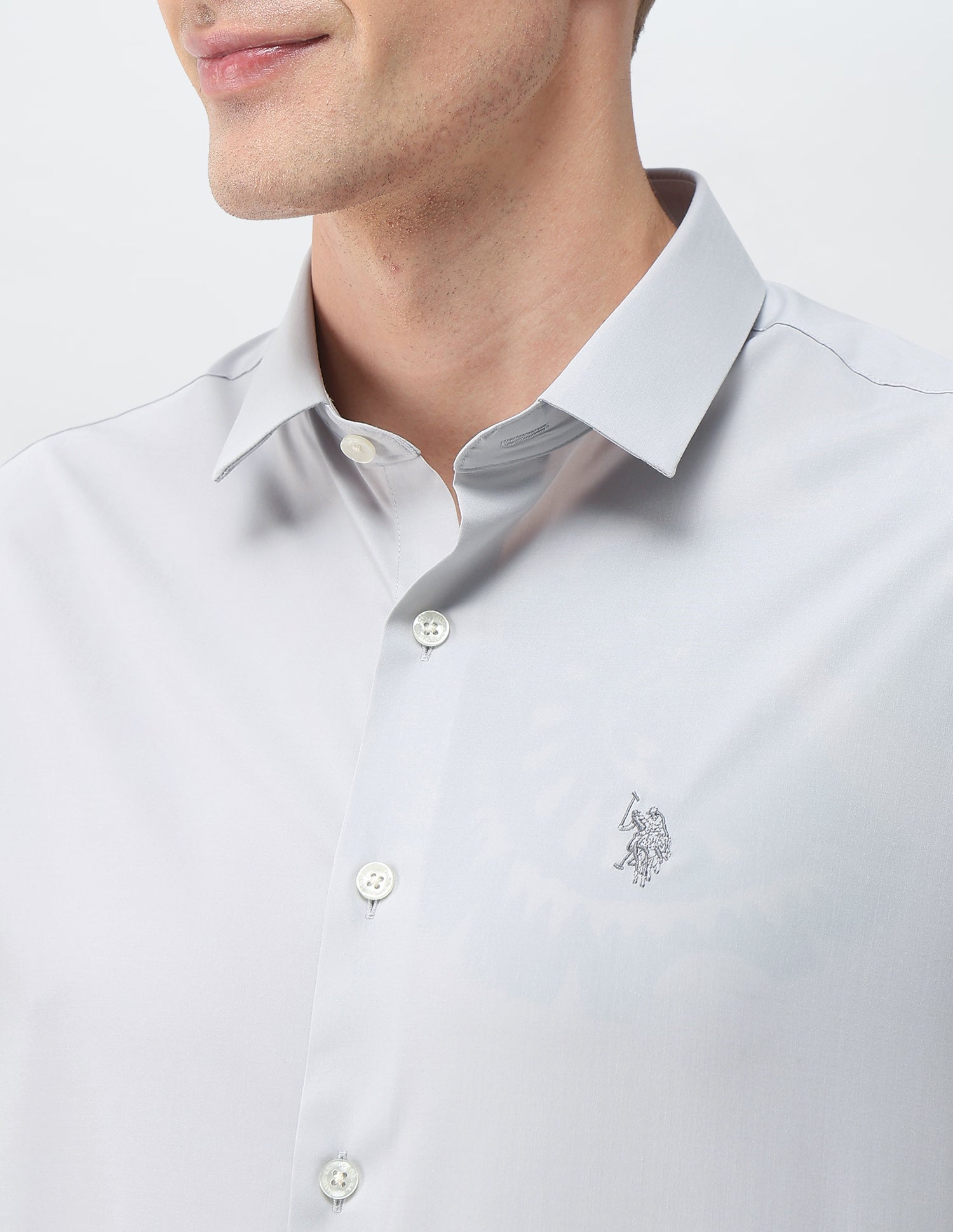 Aeris Solid Regular Fit Shirt Grey - U.S. Polo Assn. India | Large