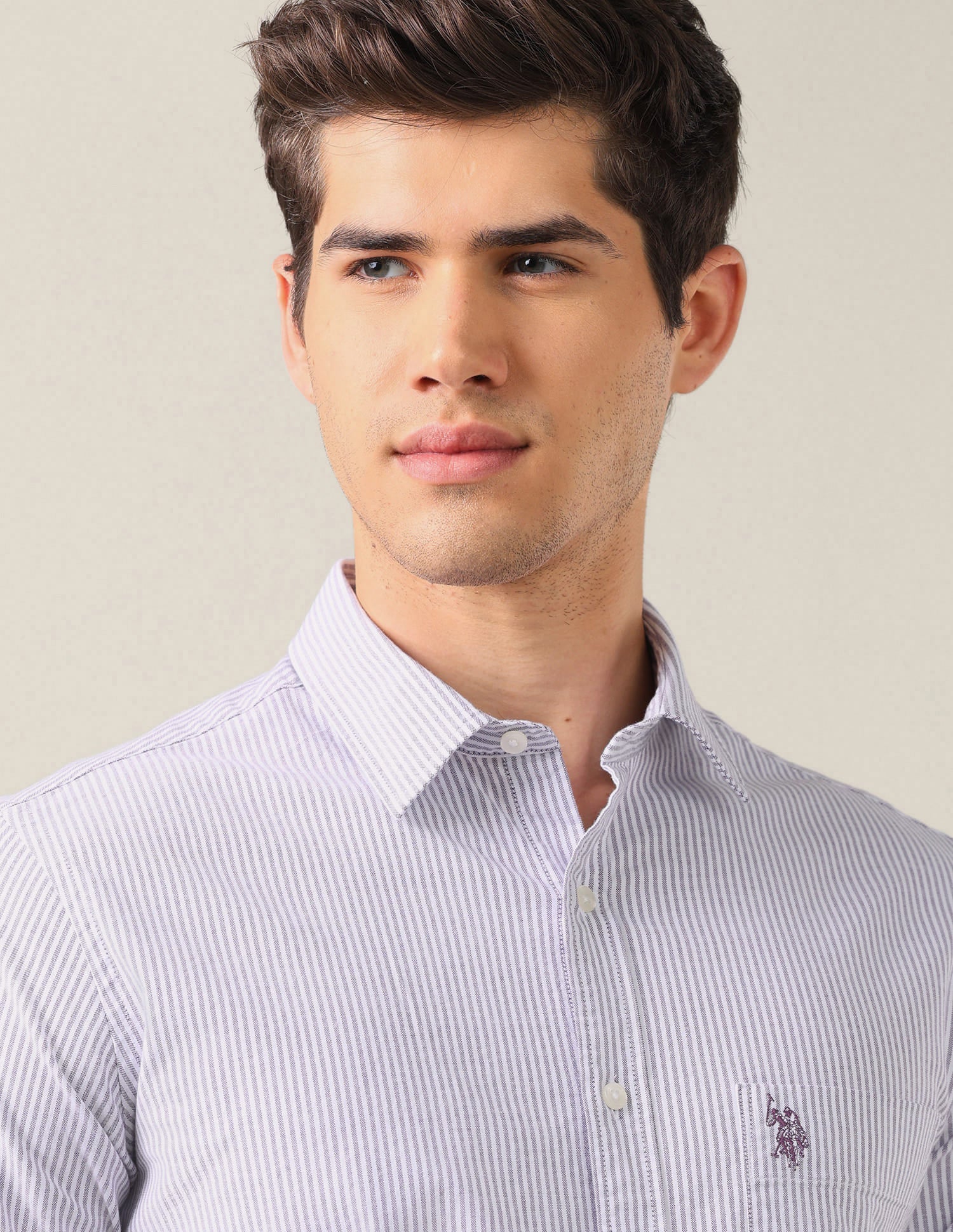 Tailored Fit Oxford Shirt Purple - U.S. Polo Assn. India | Large