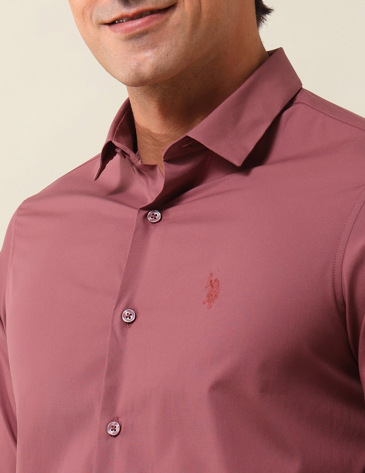 Solid Tailored Fit Shirt Dark Pink - U.S. Polo Assn. India | Large