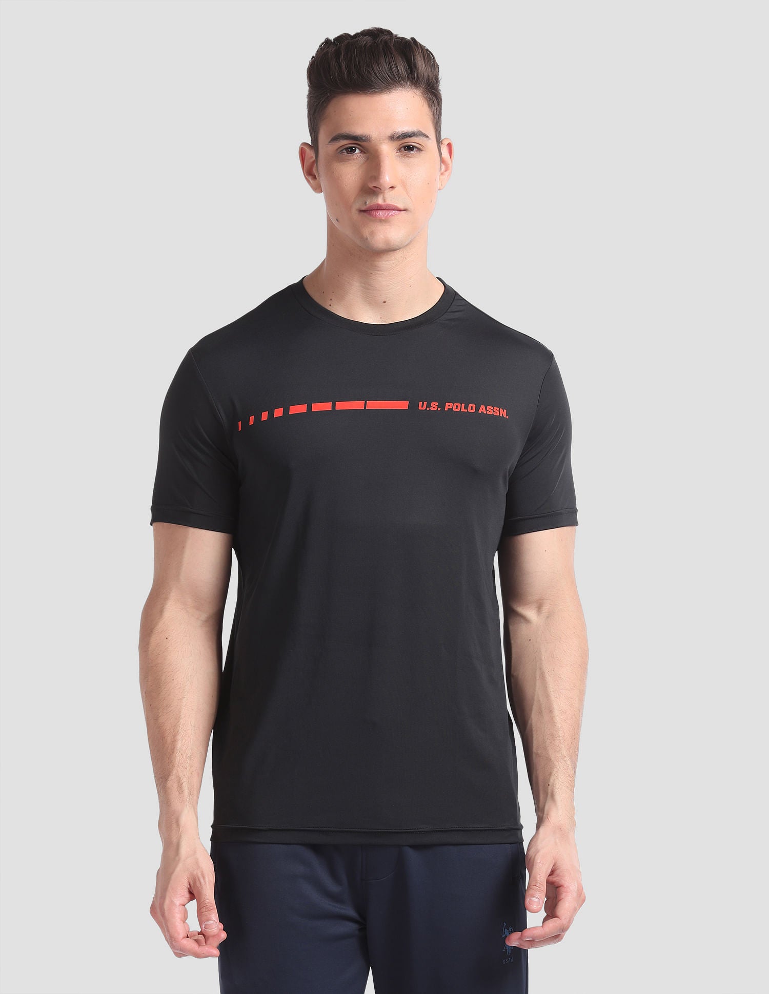 Small Brand Print AE001 Lounge T-Shirt - Pack Of 1 Black - U.S. POLO ASSN. | Large