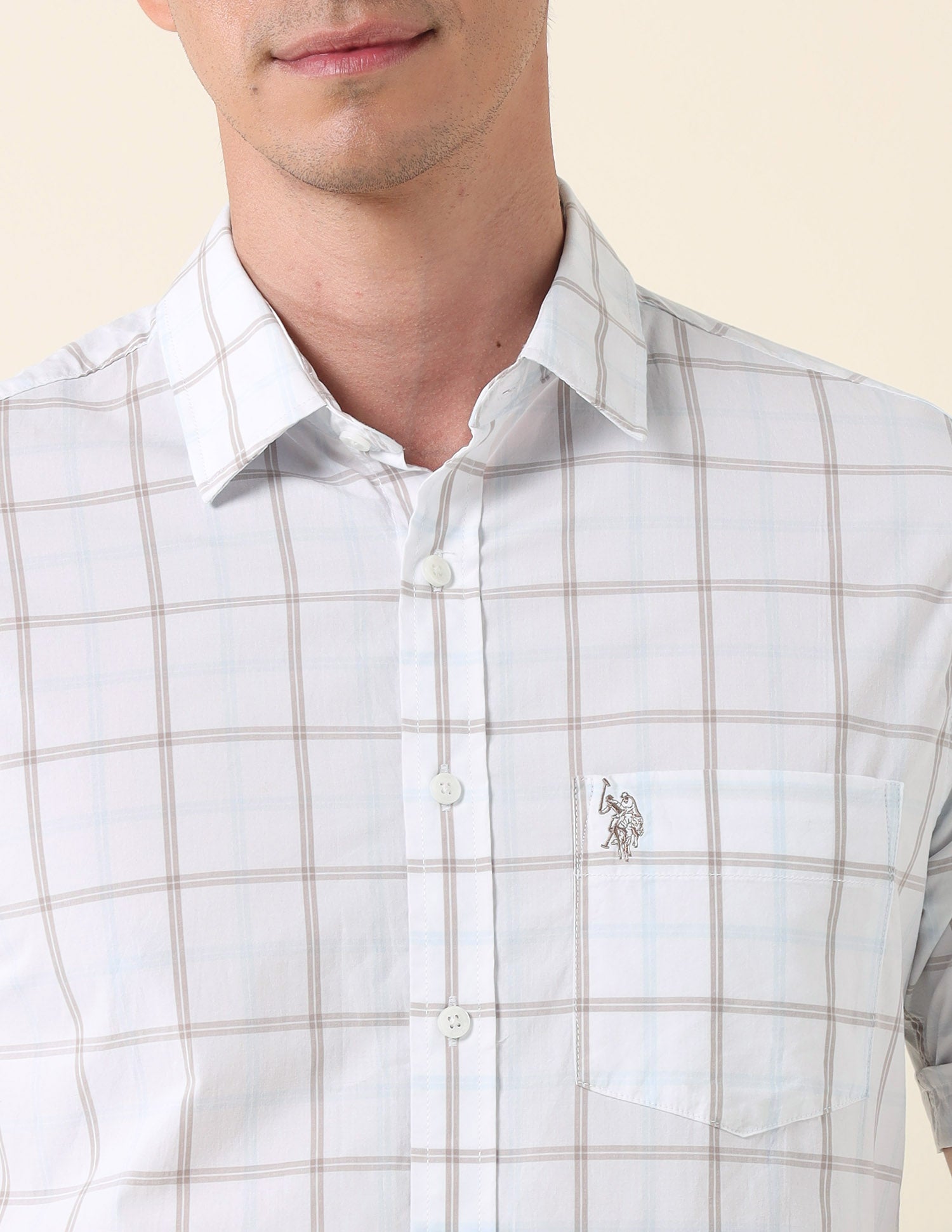 Pure Cotton Tailored Fit Shirt White - U.S. Polo Assn. India | Large