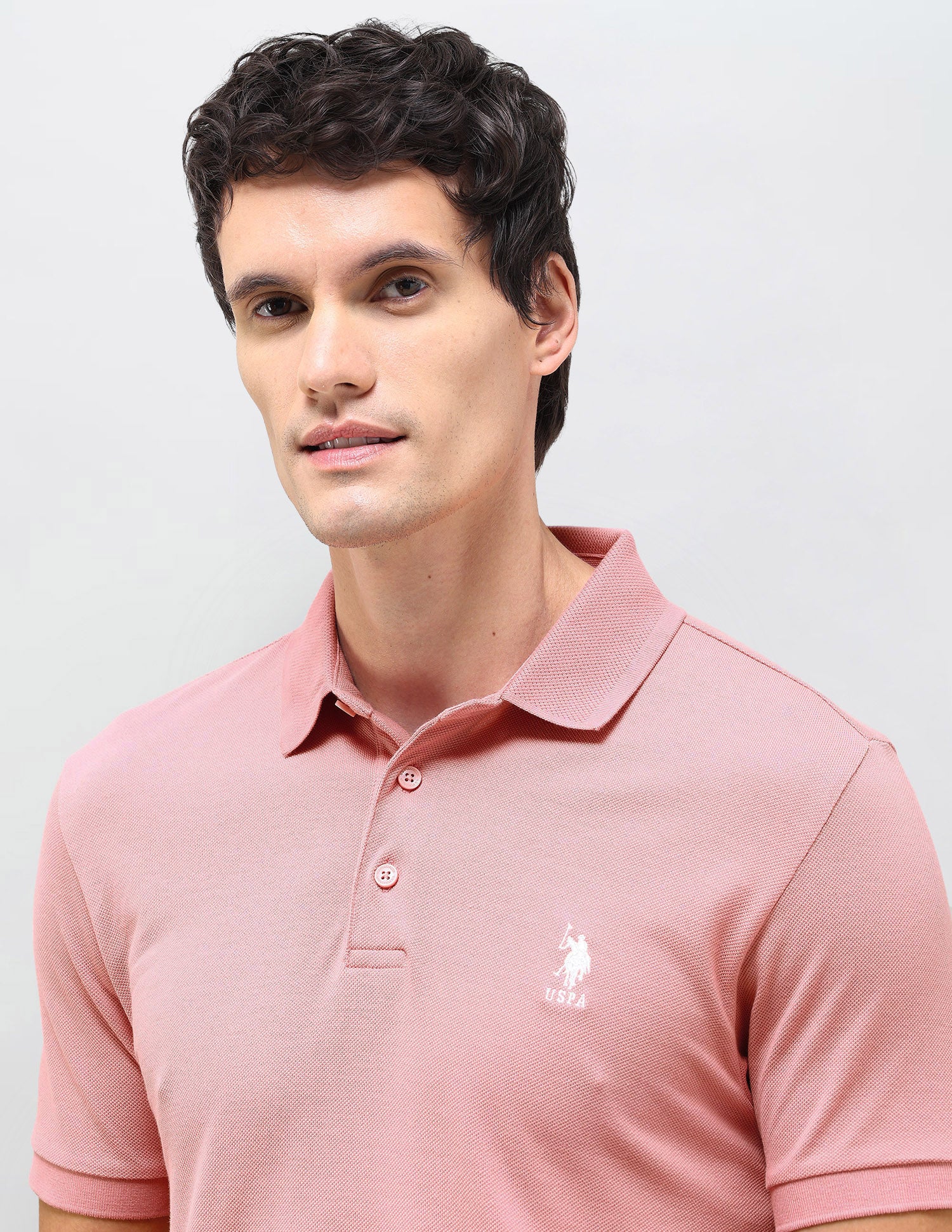 Solid Slim Fit Polo Shirt Dark Pink - U.S. Polo Assn. India | Large