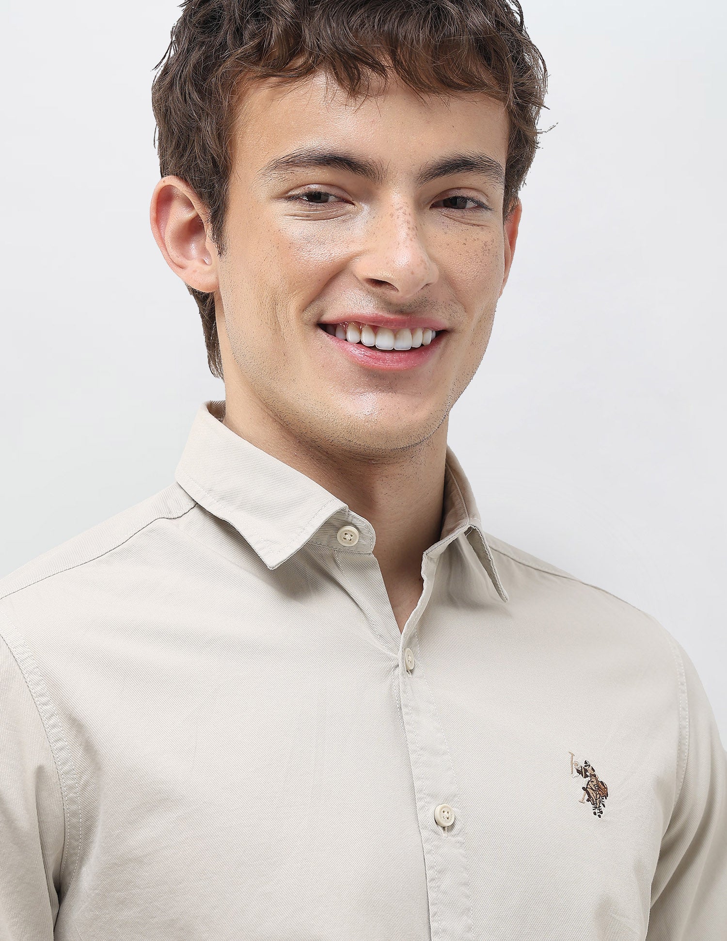 Twill Regular Fit Shirt Stone - U.S. Polo Assn. India | Large