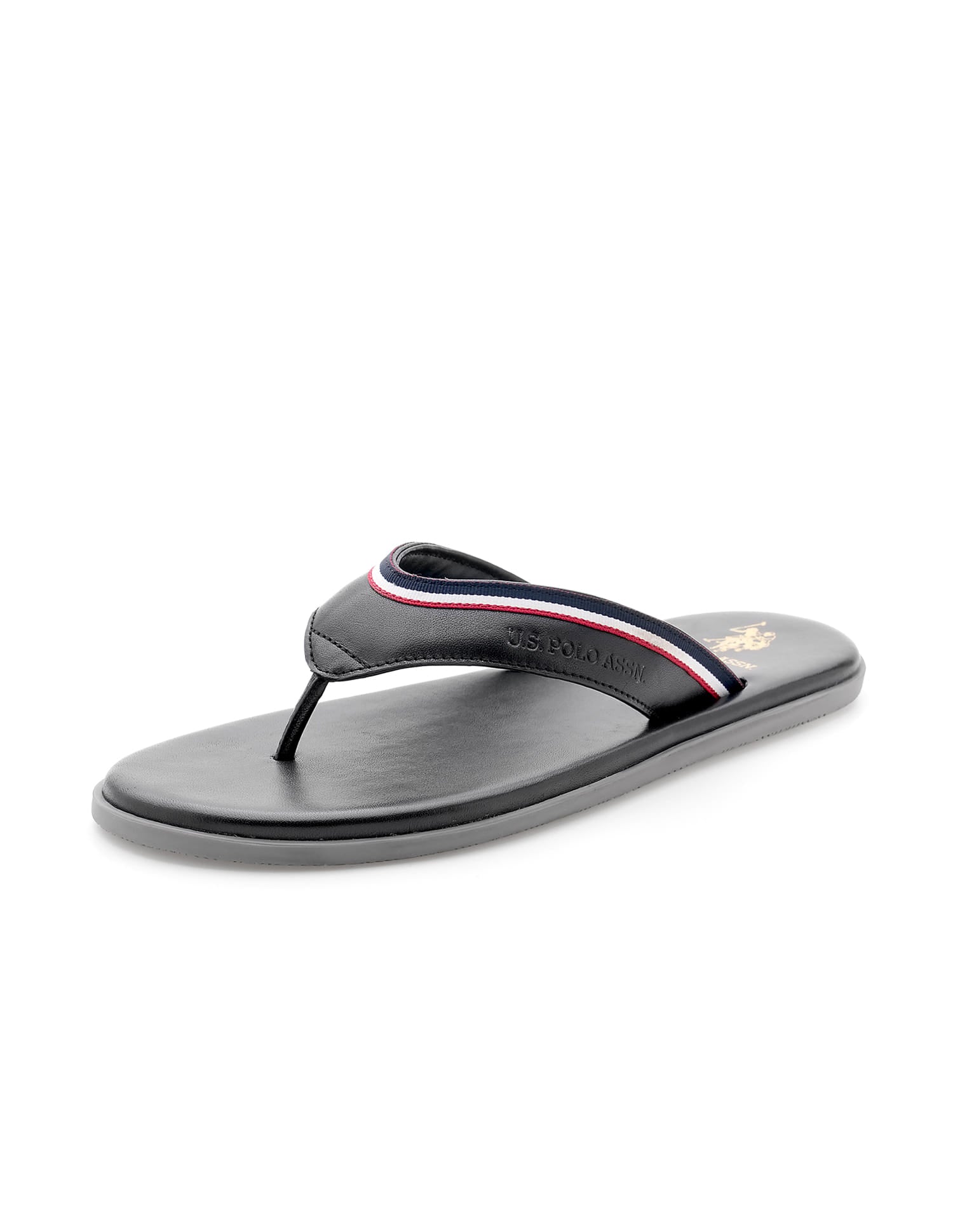 Men V-Strap Cornel Flip Flops Black - U.S. Polo Assn. India | Large
