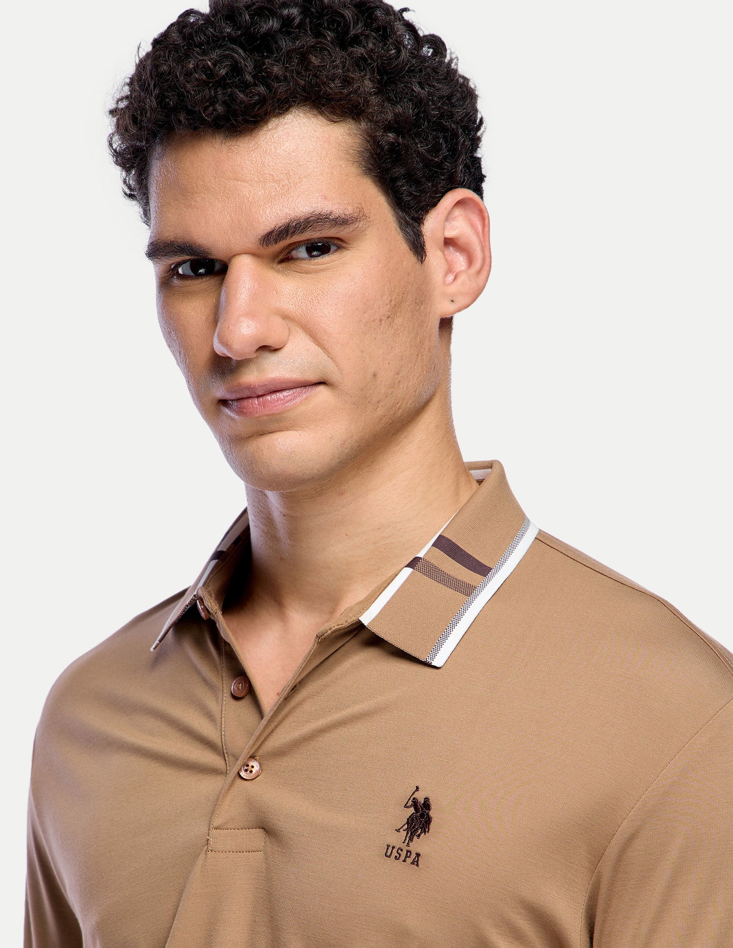 Solid Slim Fit Polo Shirt Brown - U.S. Polo Assn. India | Large