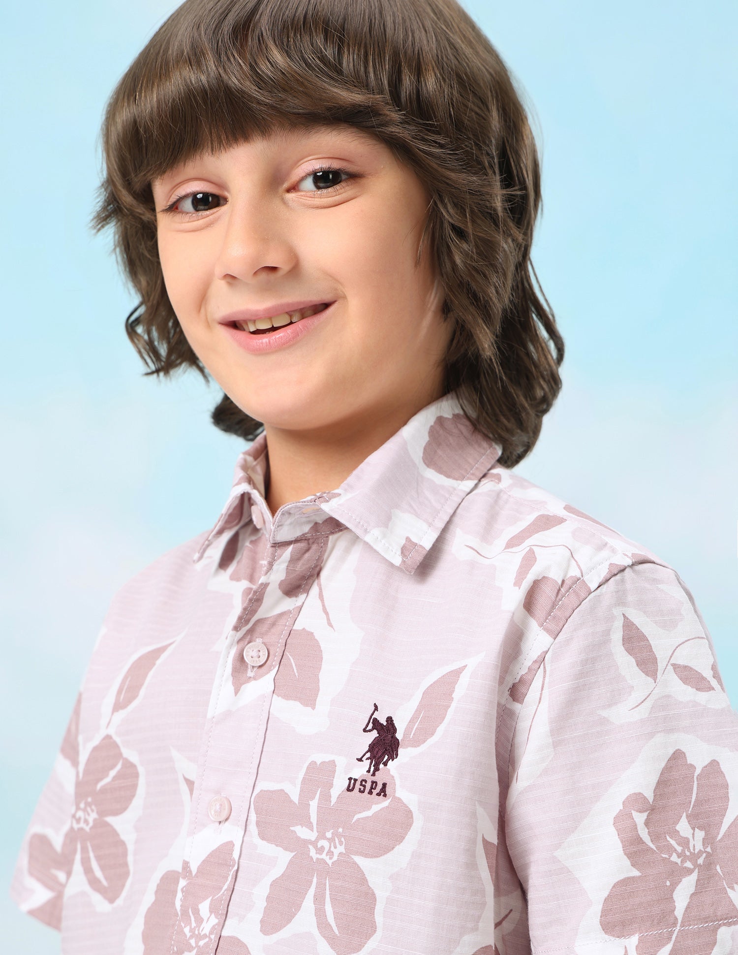 Floral Printed Regular Fit Shirt Peach - U.S. Polo Assn. India | Large