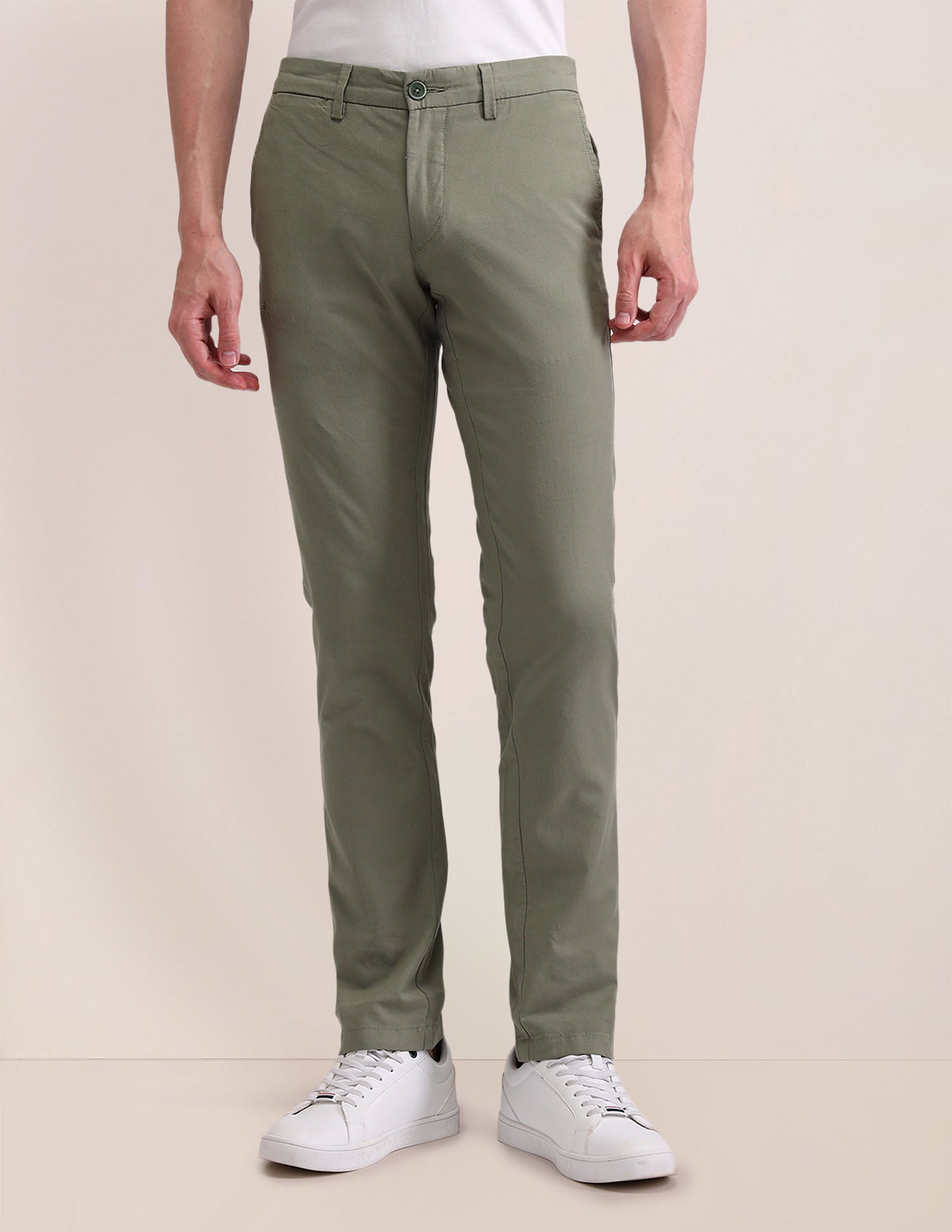 Denver Slim Fit Dobby Trousers Green - U.S. Polo Assn. India | Large