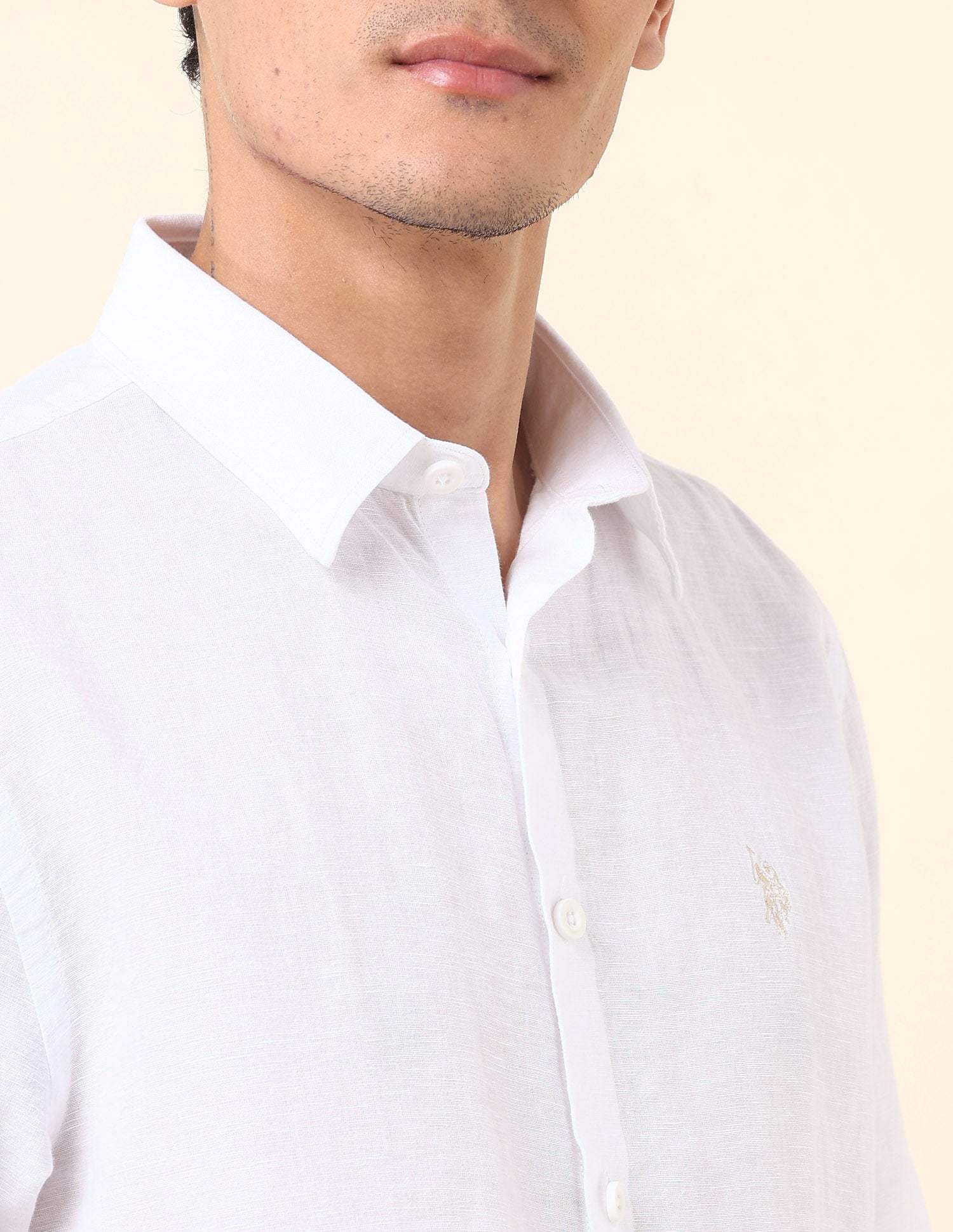 Solid Tailored Fit Amsler Shirt White - U.S. Polo Assn. India | Large