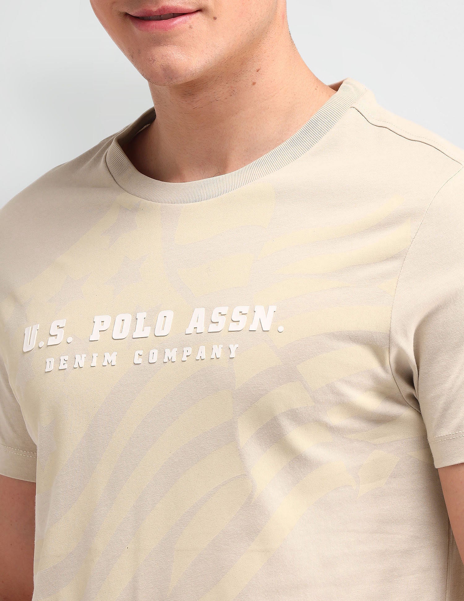 Americana Muscle Fit Brand T-Shirt Beige - U.S. POLO ASSN. | Large