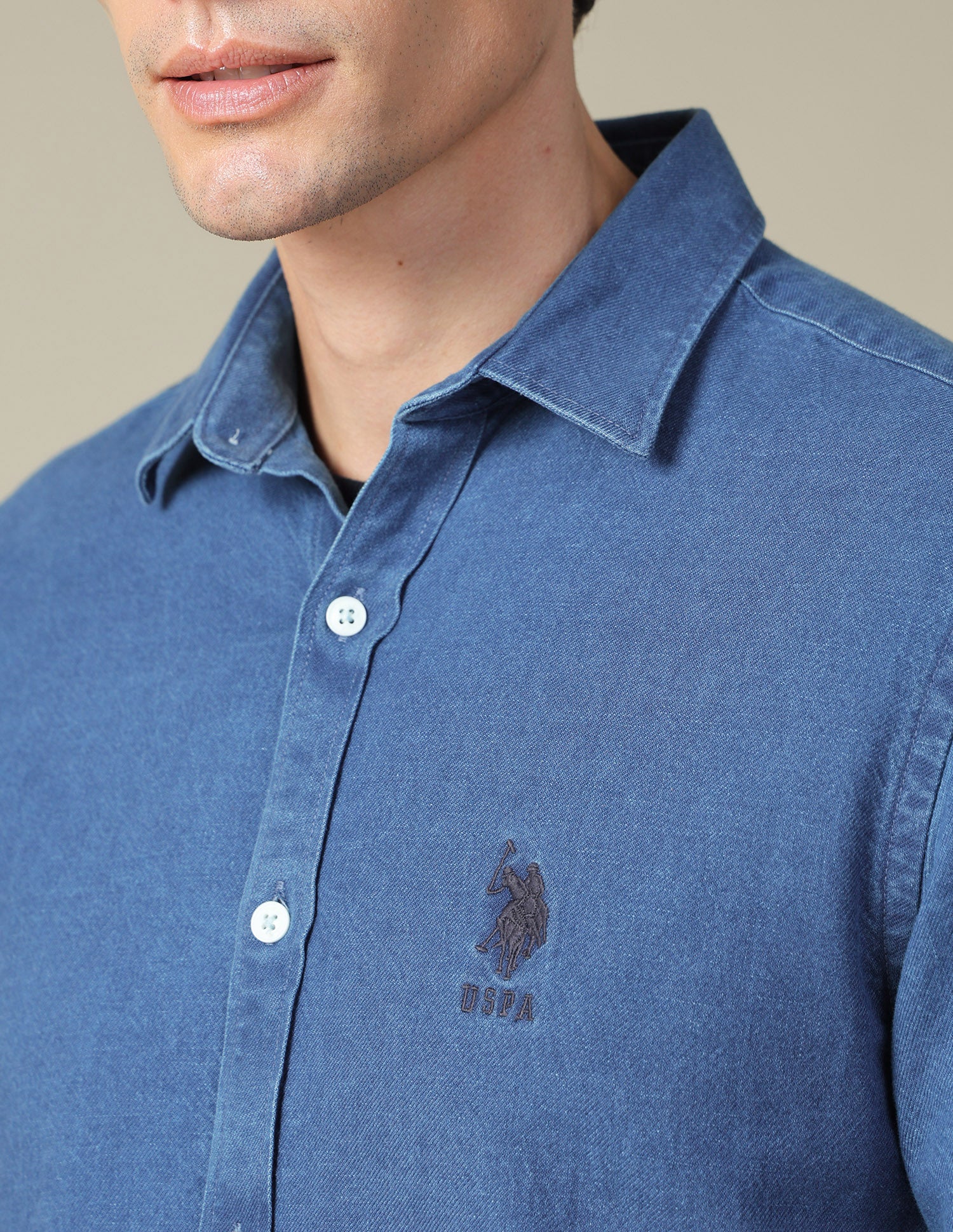 Twill Regular Fit Shirt Indigo - U.S. Polo Assn. India | Large