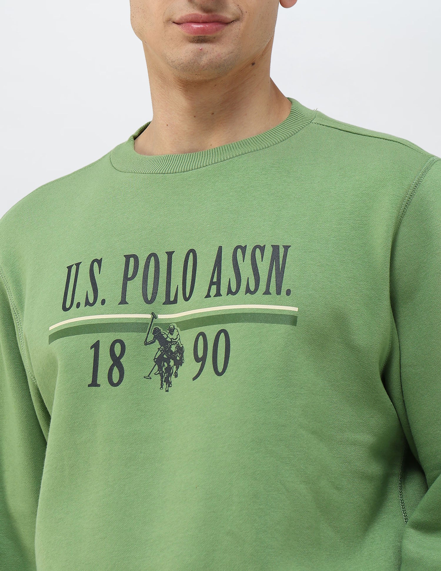 Brand Printed Regular Fit Sweatshirt Light Green - U.S. POLO ASSN. | Large