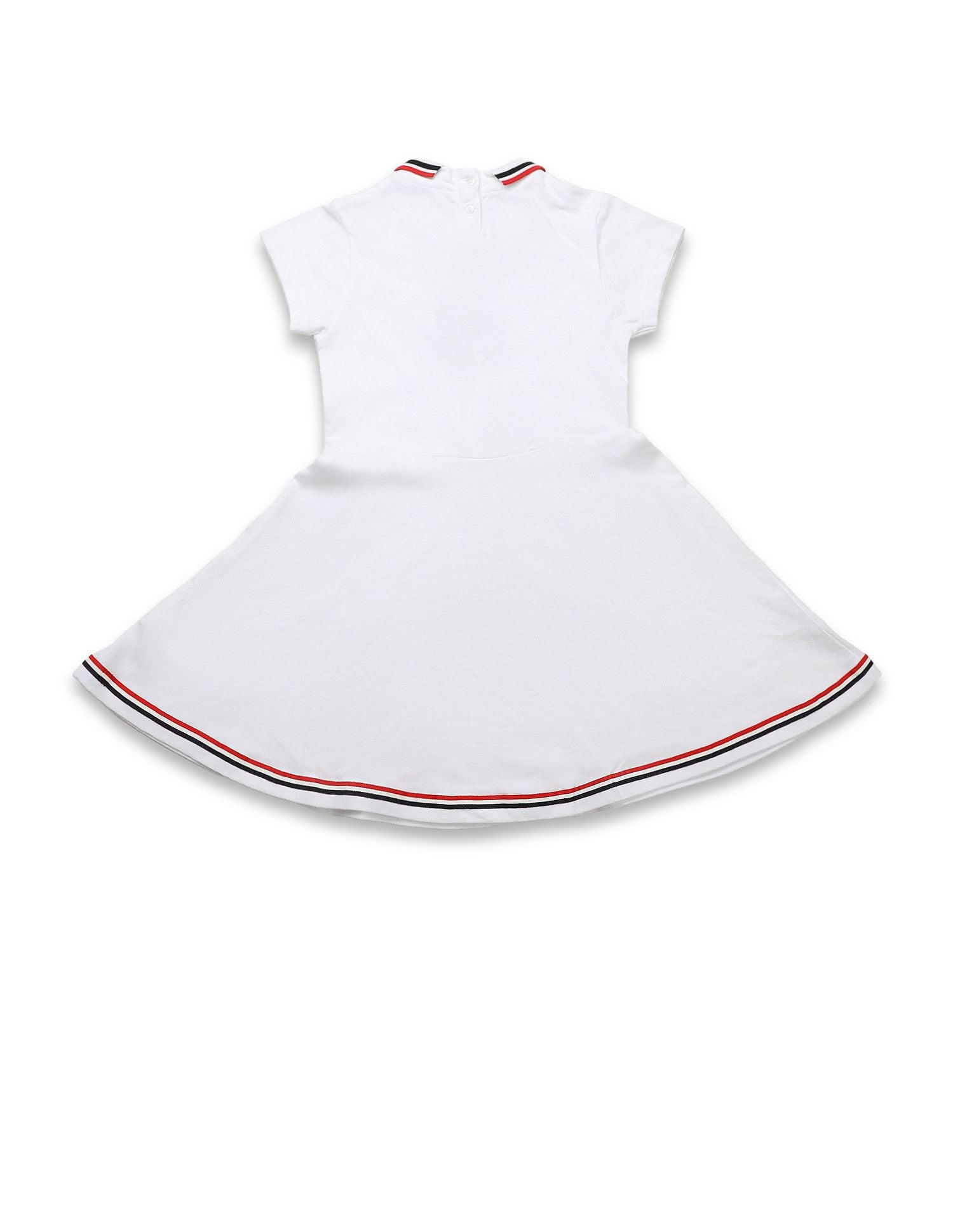 Girls Brand Appliqued Skater Dress White - U.S. POLO ASSN. | Large