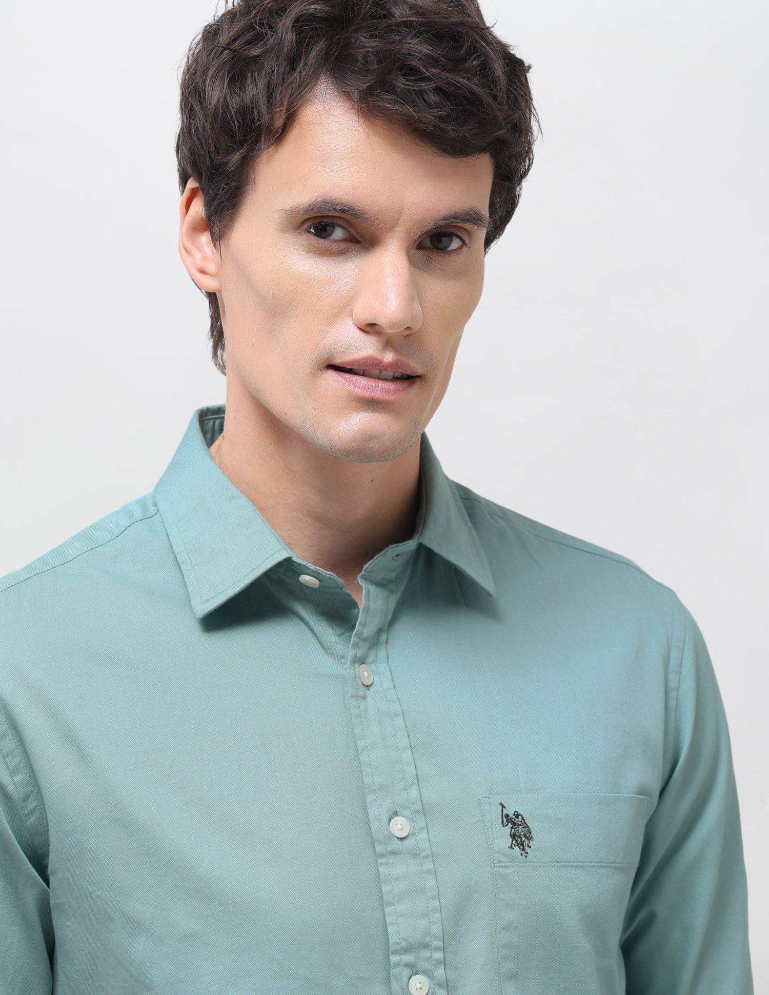 Solid Tailored Fit Shirt Green - U.S. Polo Assn. India | Large