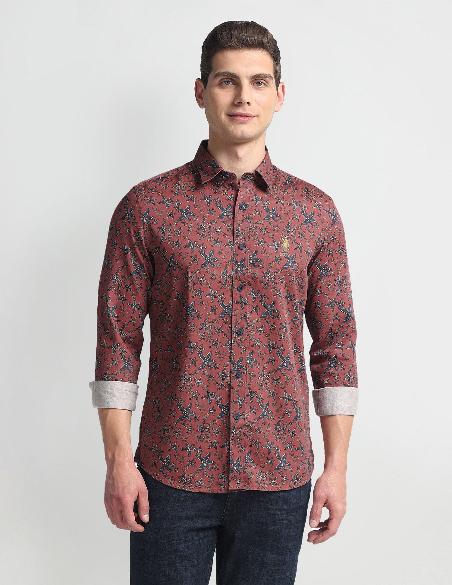 Floral Print Slim Shirt Red - U.S. Polo Assn. India | Large
