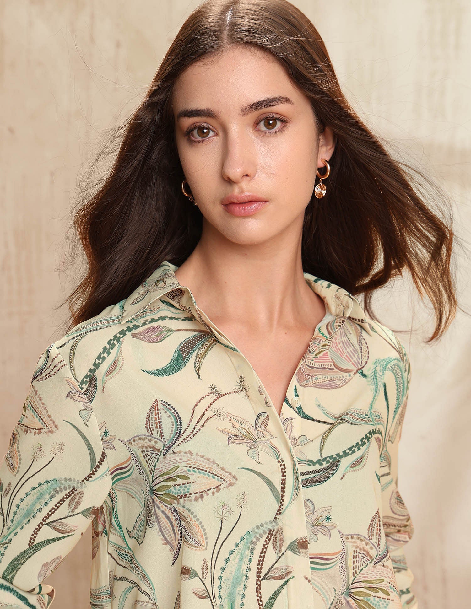 Regular Fit Floral Printed Shirt Cream - U.S. POLO ASSN. | Large