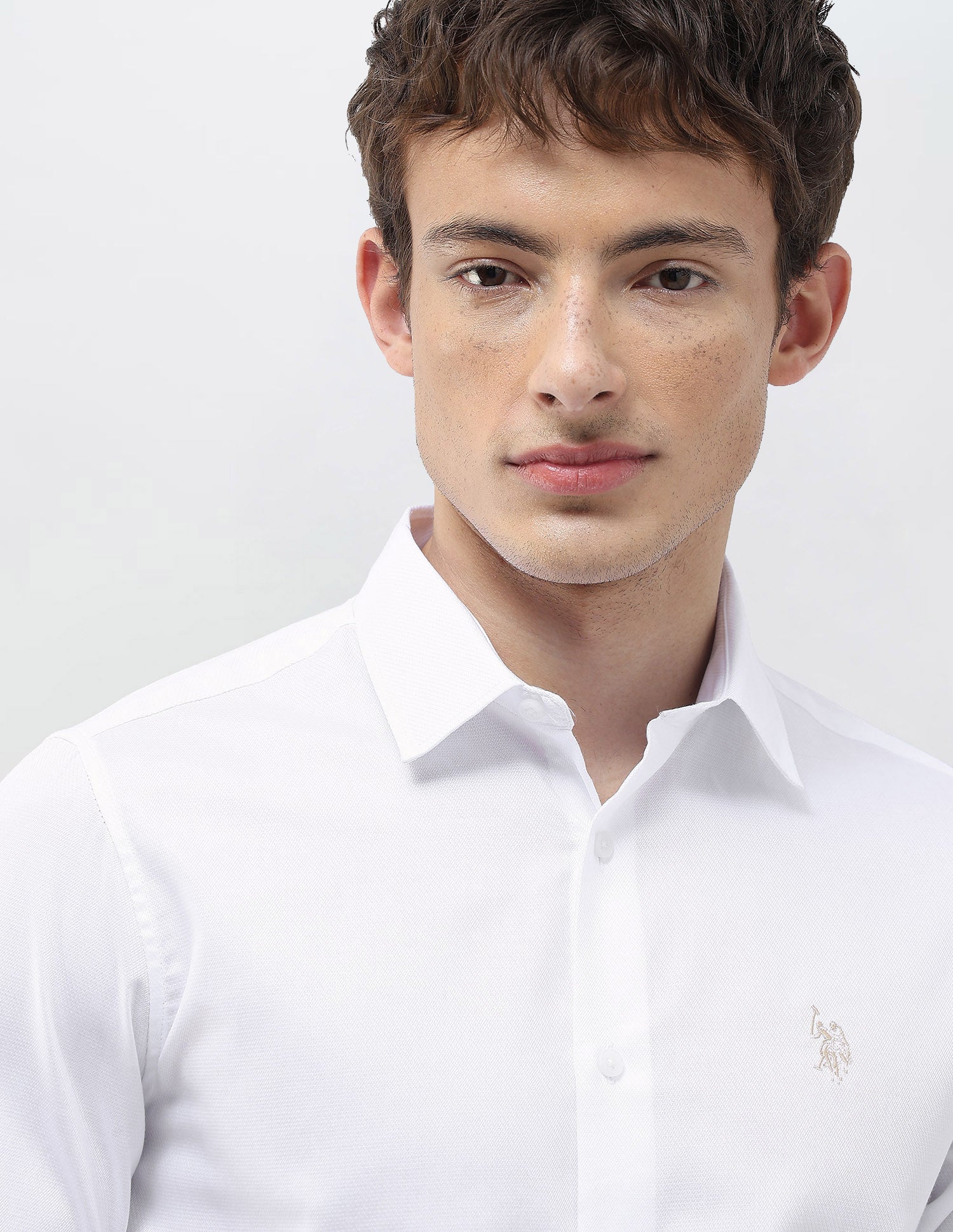 Textured Regular Fit Shirt White - U.S. Polo Assn. India | Large