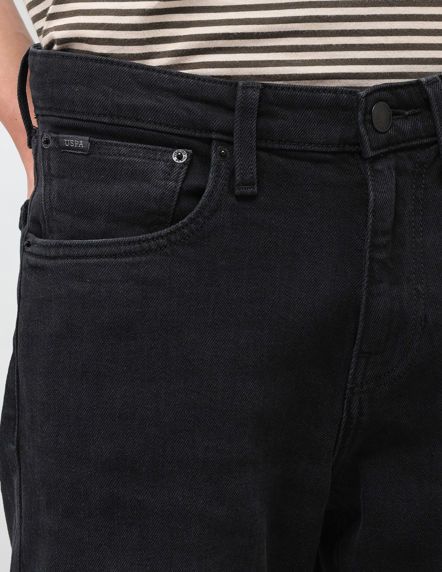Solid Regular Fit Jeans Black - U.S. Polo Assn. India | Large
