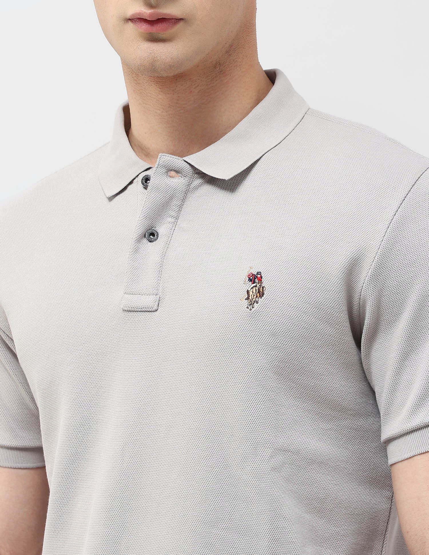 Solid Monochrome Polo Shirt Light Grey - U.S. POLO ASSN. | Large