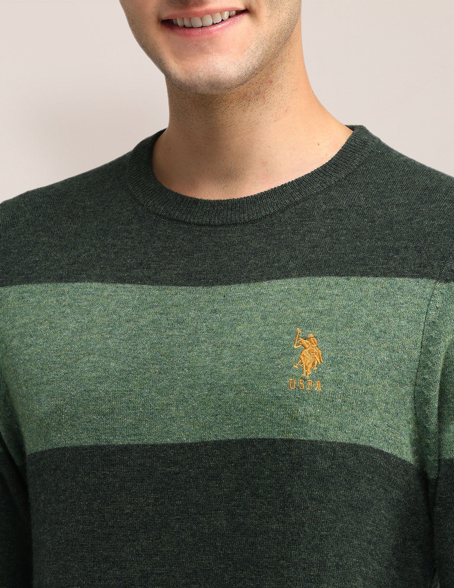 Colour Blocked Regular Fit Sweater Dark Green - U.S. POLO ASSN. | Large