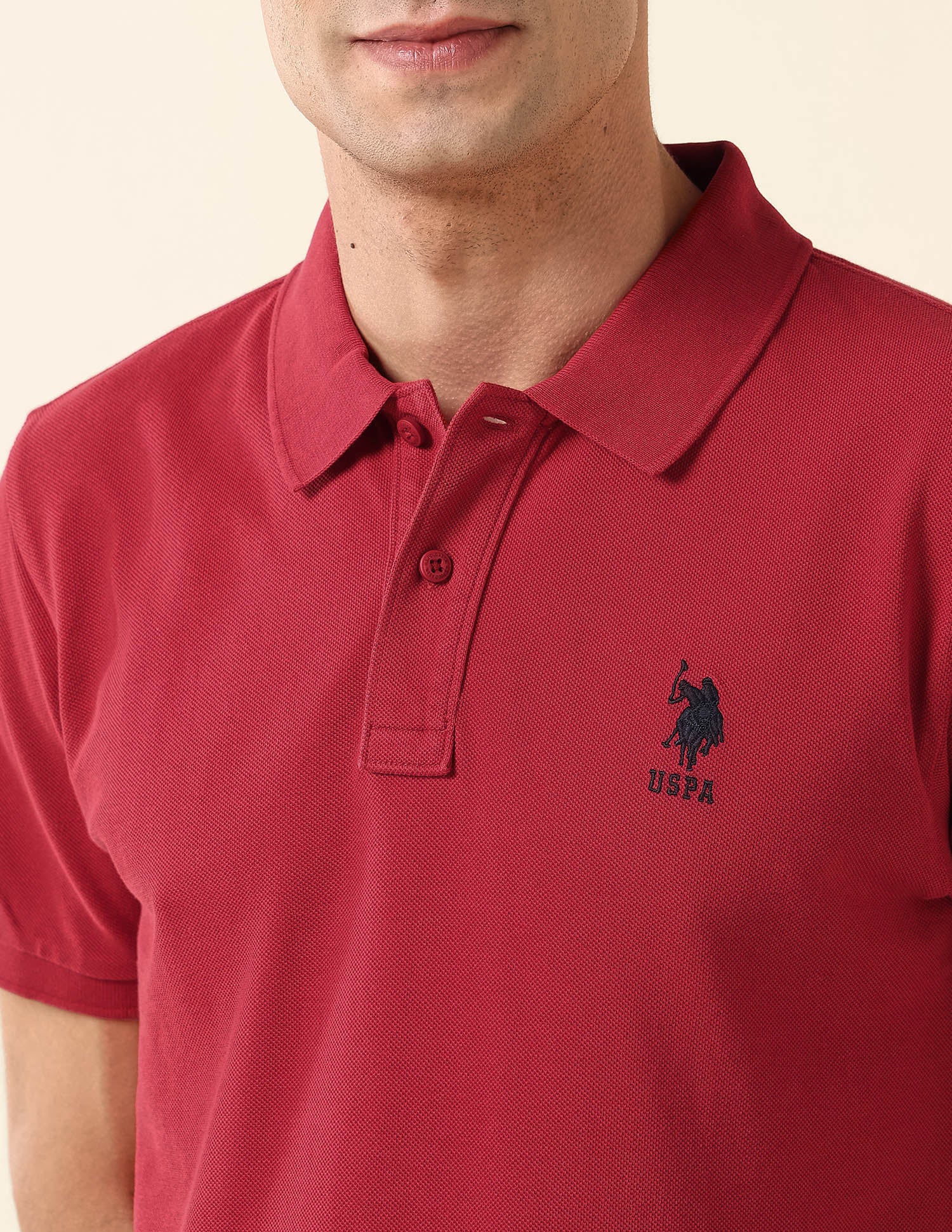Slim Fit Pure Cotton Polo Shirt Dark Red - U.S. Polo Assn. India | Large