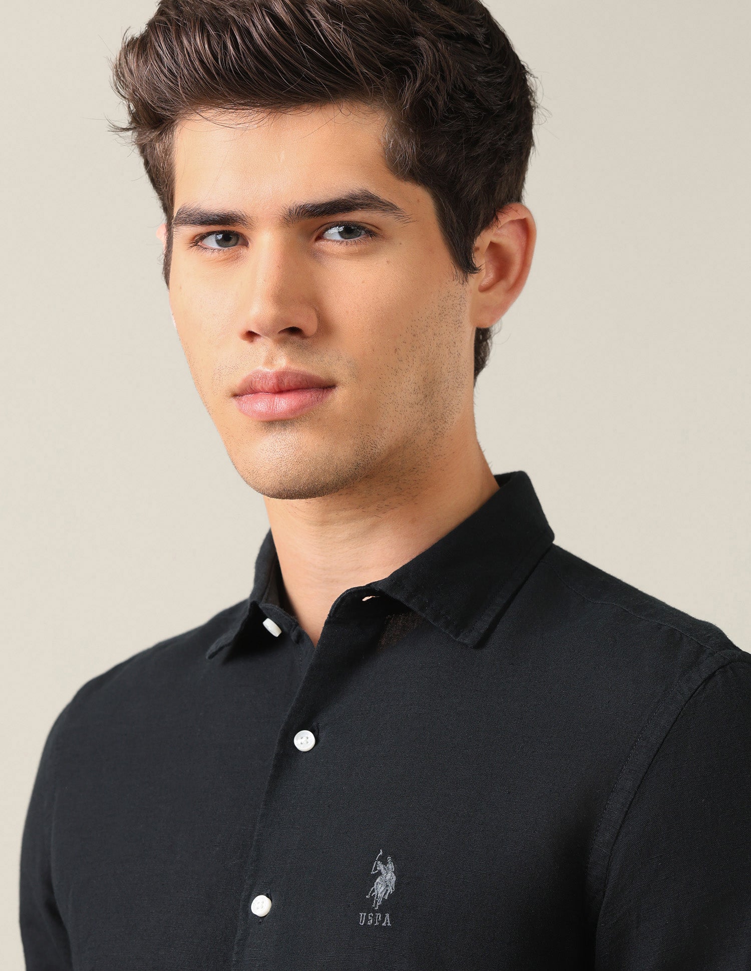 Solid Regular Fit Shirt Black - U.S. Polo Assn. India | Large