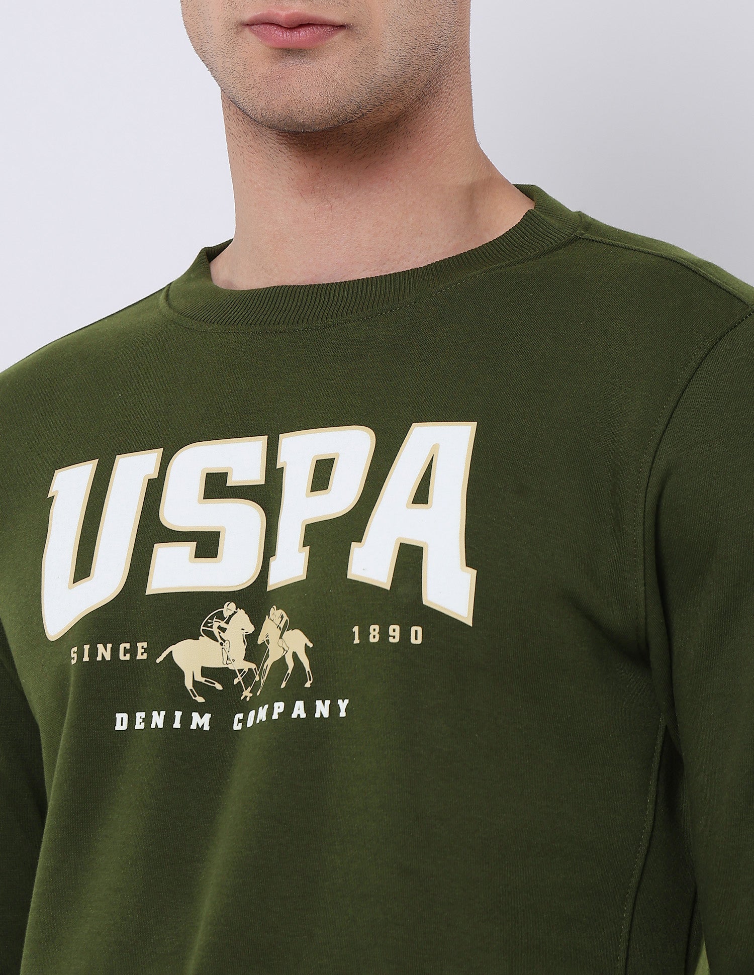 Brand Printed Regular Fit Sweatshirt Olive - U.S. POLO ASSN. | Large