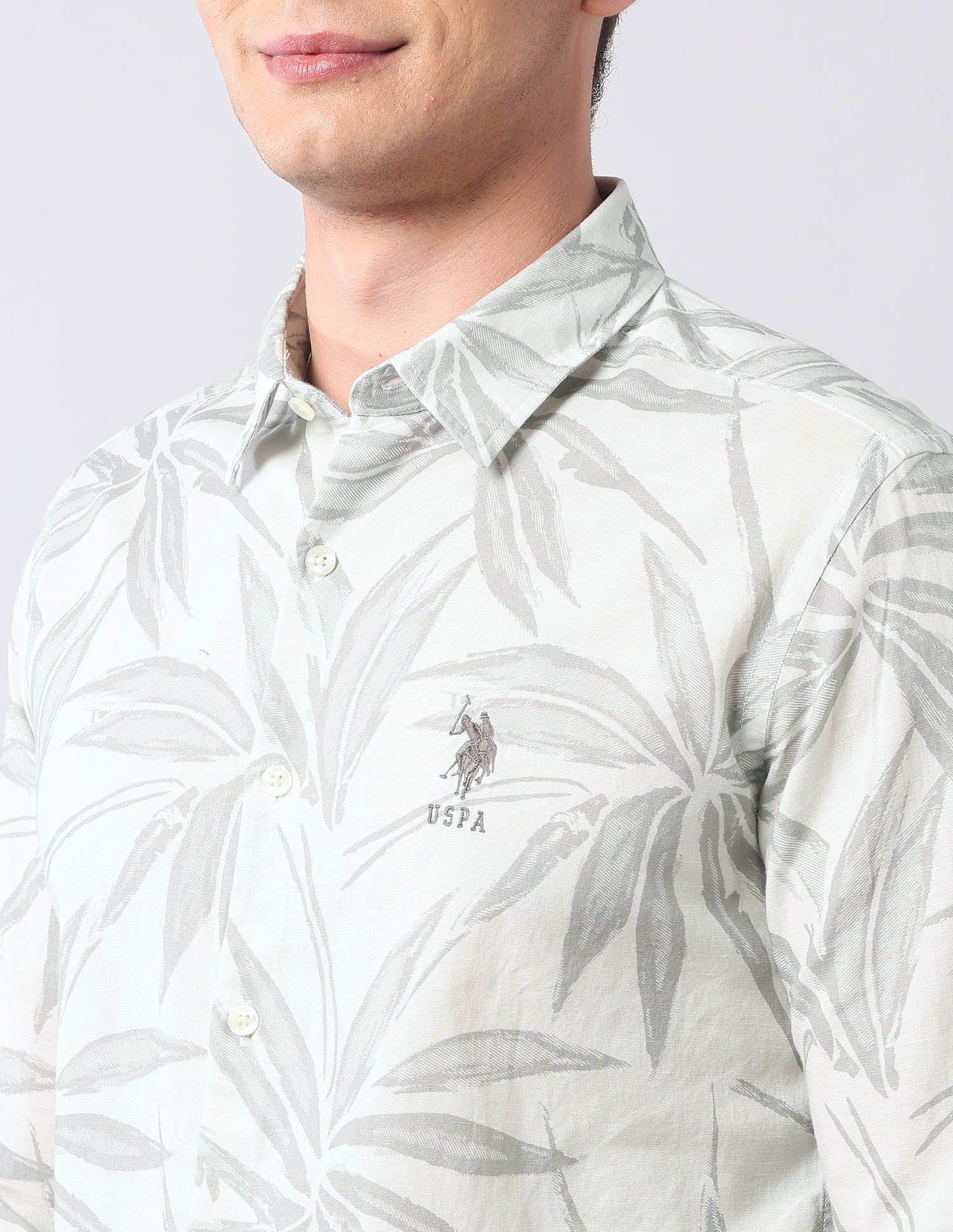 Tropical Printed Regular Fit Shirt Grey - U.S. Polo Assn. India | Large
