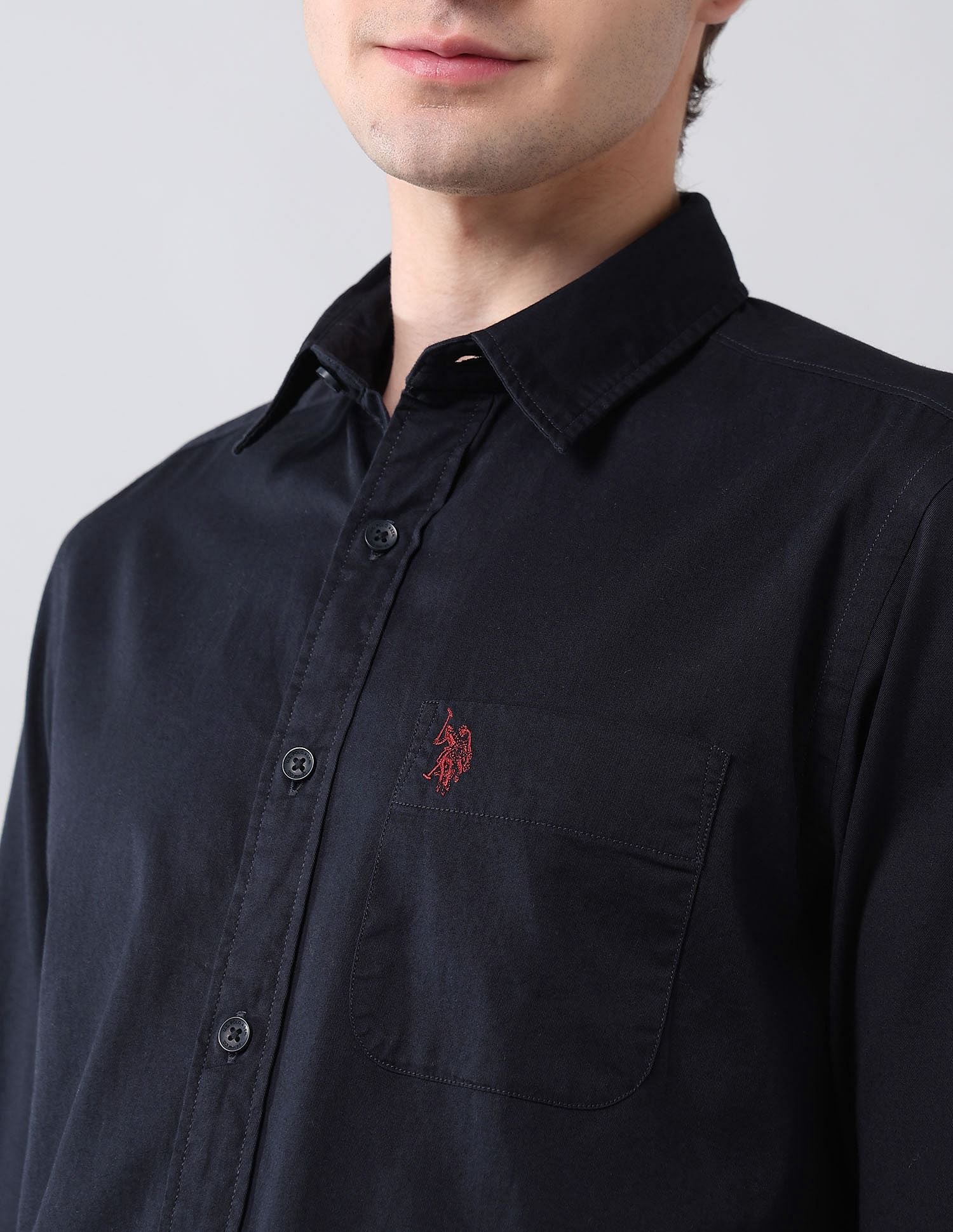 Pure Cotton Twill Shirt Navy - U.S. Polo Assn. India | Large