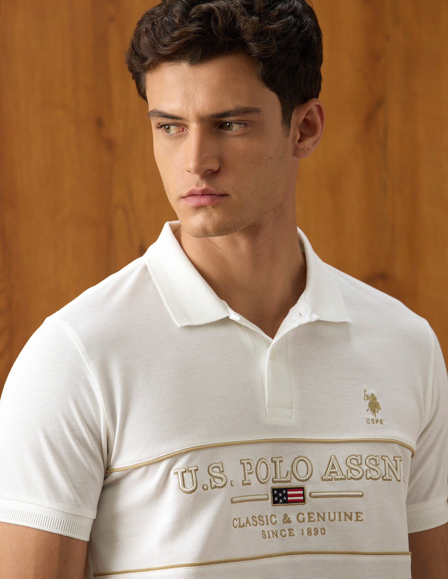 Brand Embroidered Slim Fit Polo Shirt Off White - U.S. Polo Assn. India | Large
