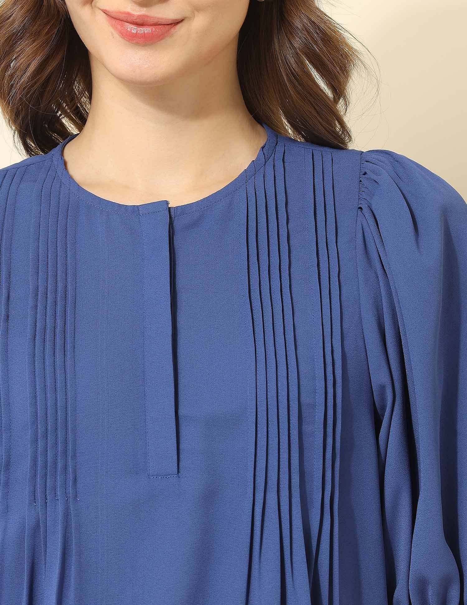 Pintuck Yoke Top Blue - U.S. POLO ASSN. | Large