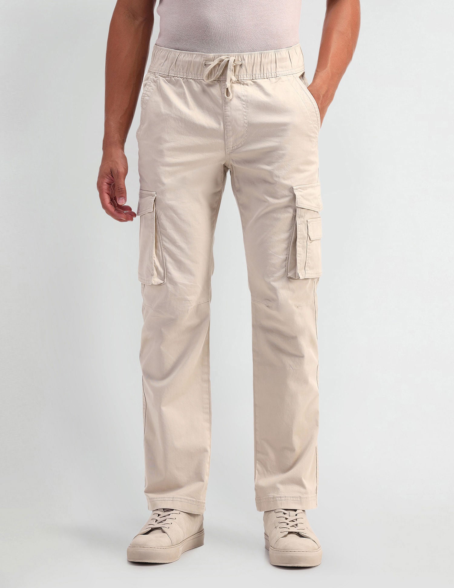 Solid Straight Fit Trousers Stone - U.S. POLO ASSN. | Large