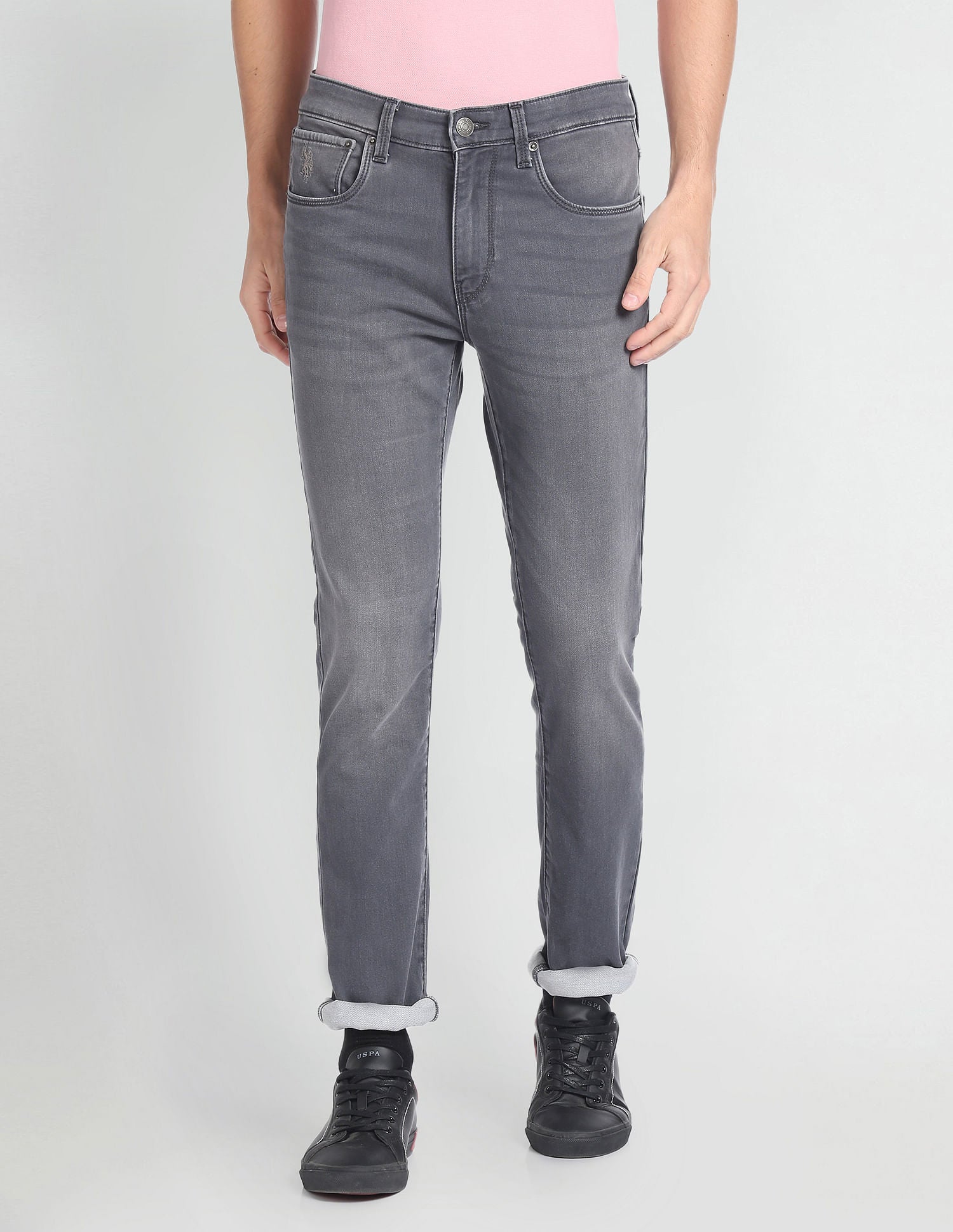 Regallo Skinny Fit Stone Wash Jeans Grey - U.S. POLO ASSN. | Large