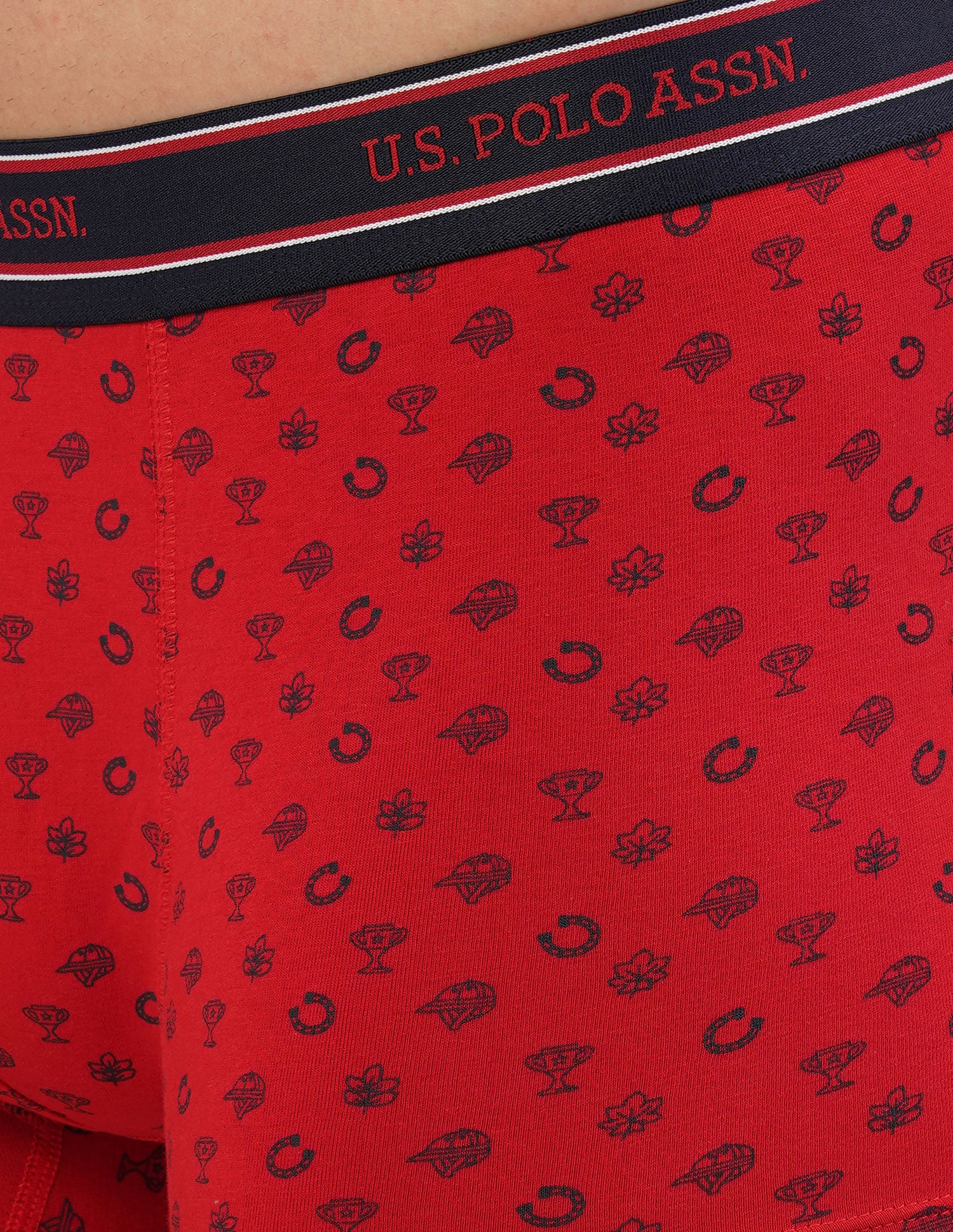 All Over Print Cotton Spandex I616 Trunks - Pack Of 2 Red and Black - U.S. POLO ASSN. | Large