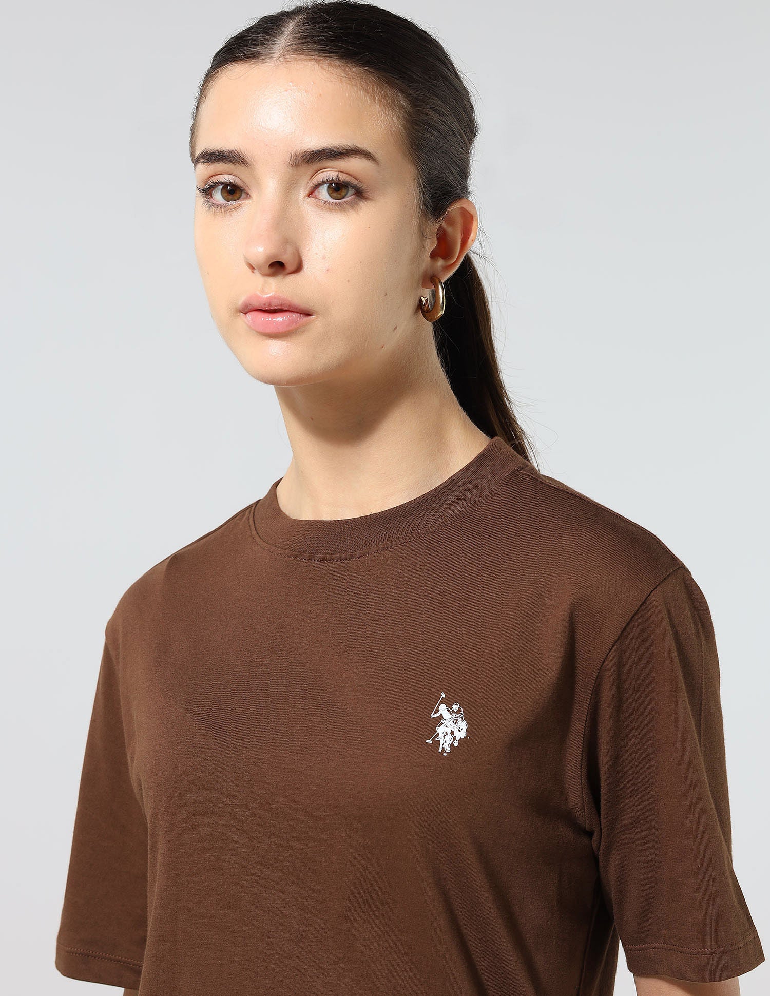 Boxy Fit Solid Lounge T-Shirt Brown - U.S. POLO ASSN. | Large
