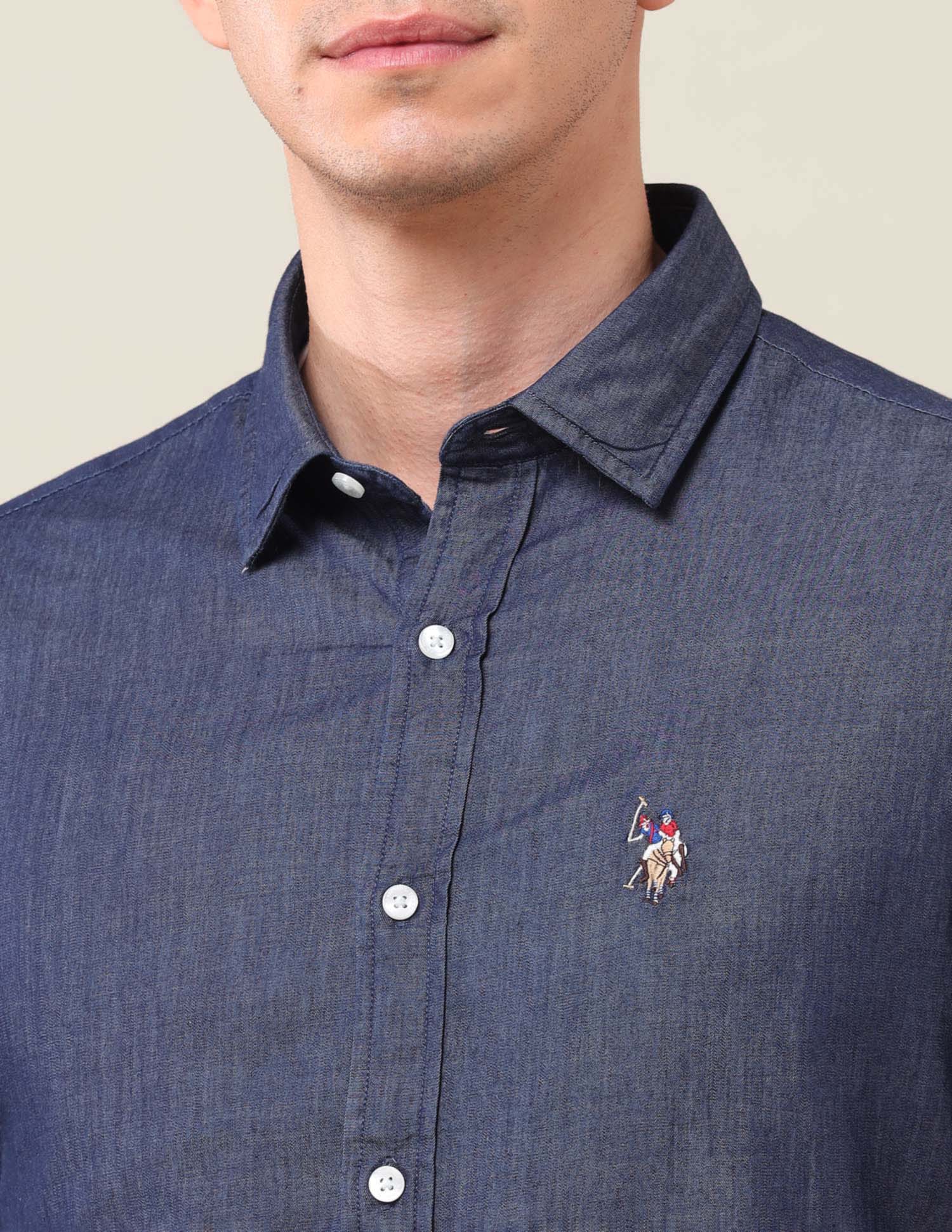 Solid Tailored Fit Shirt Indigo - U.S. Polo Assn. India | Large