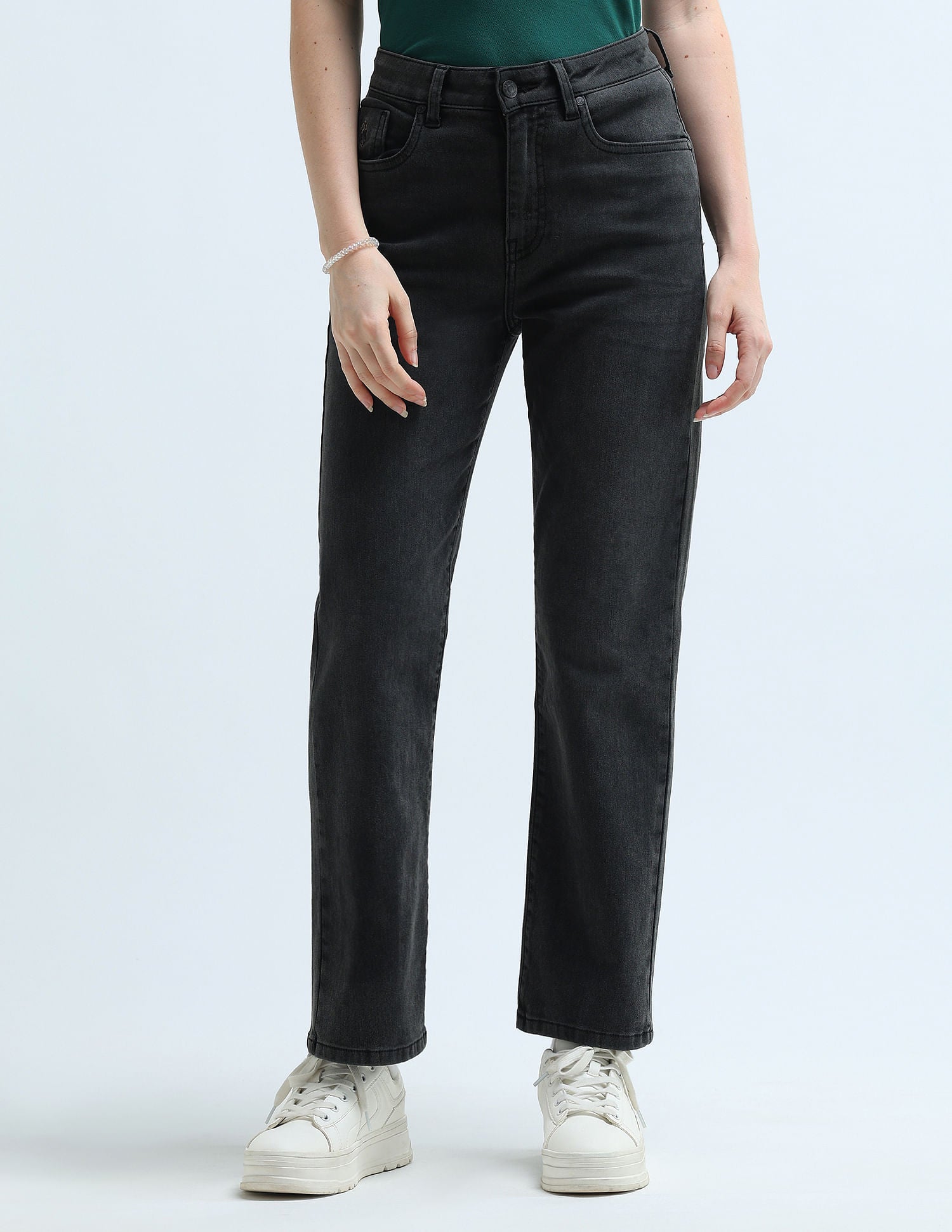 High Rise Straight Fit Jeans Dark Grey - U.S. Polo Assn. India | Large