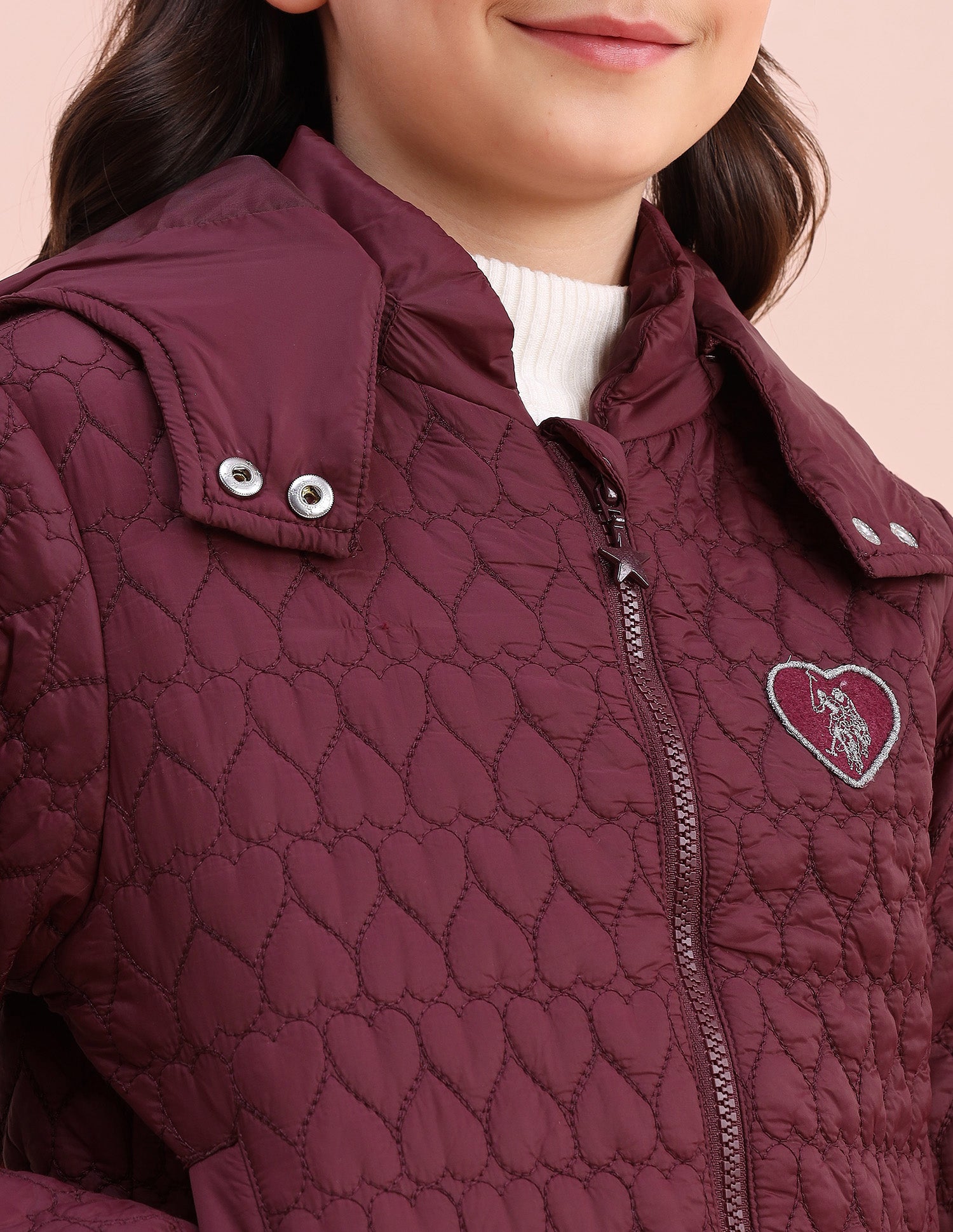 Heart Quilted Regular Fit Jacket Cherry - U.S. POLO ASSN. | Large