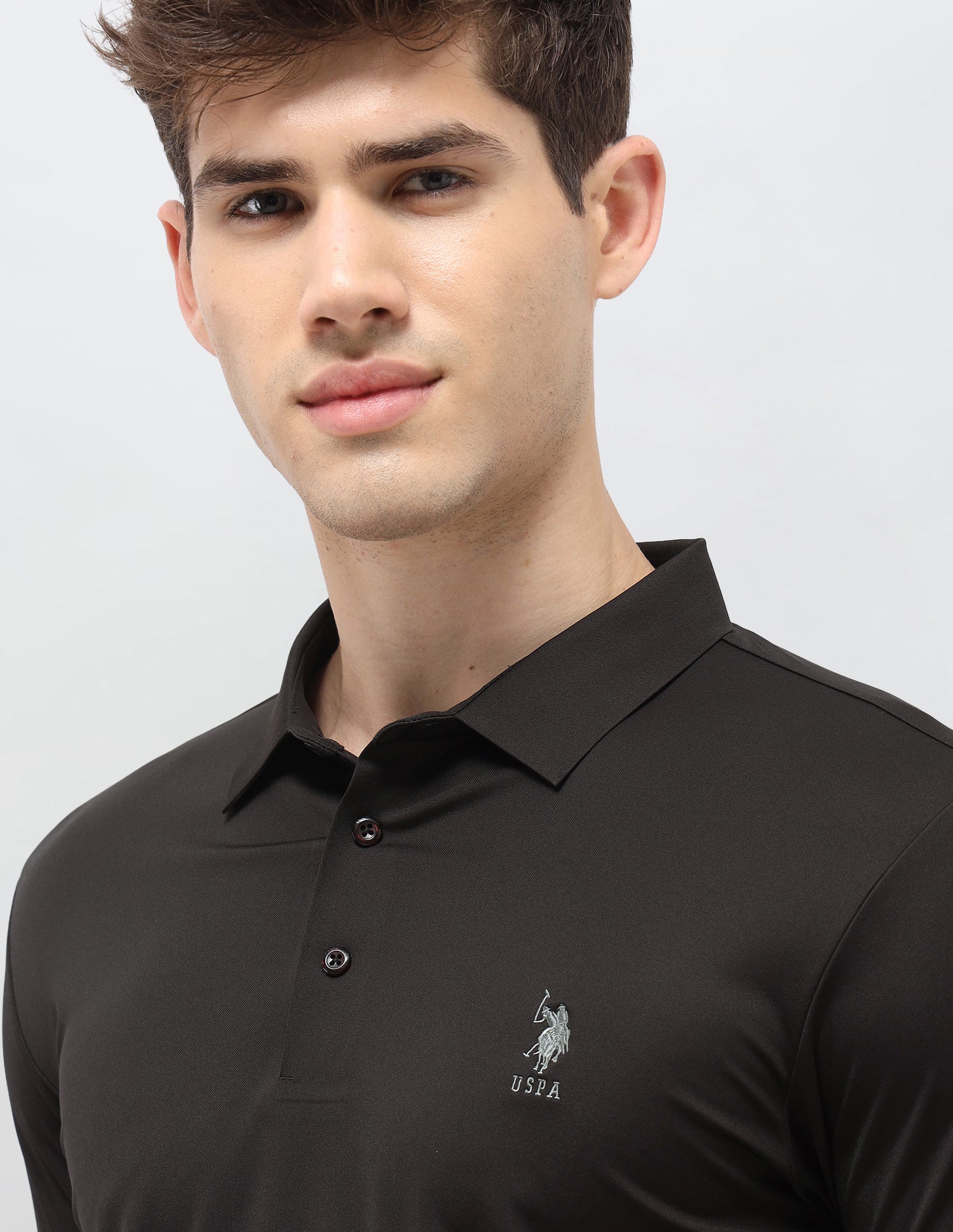Solid Slim Fit Polo Shirt Dark Brown - U.S. Polo Assn. India | Large