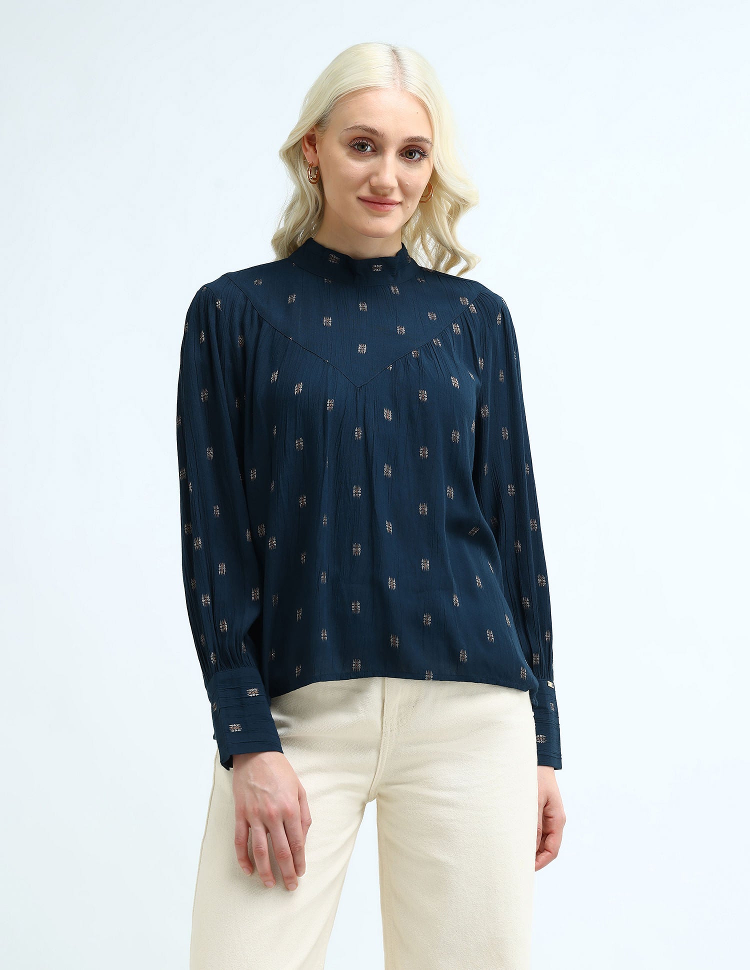 Patterned Weave Regular Fit Top Navy - U.S. POLO ASSN. | Large