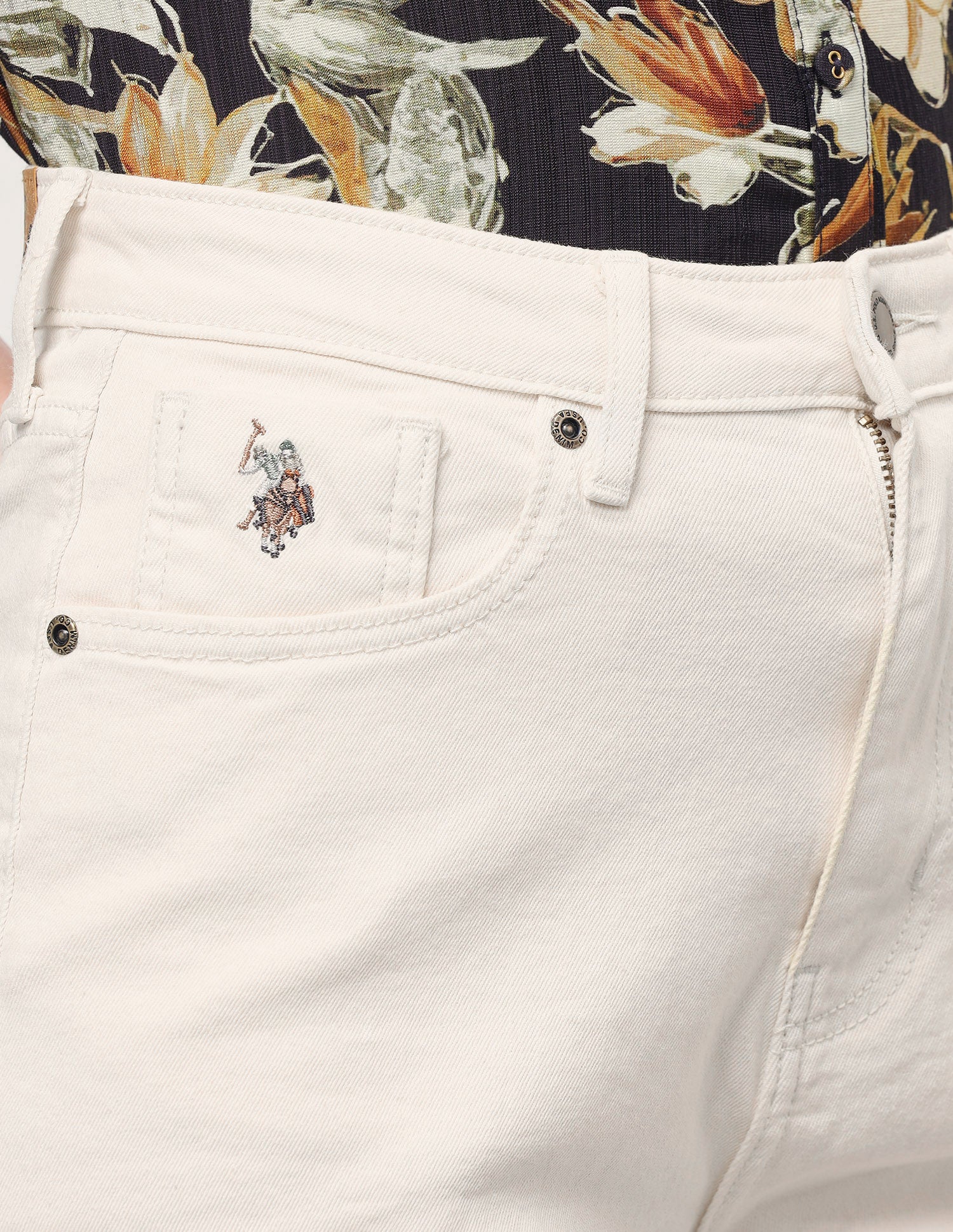 Wide Leg Fit Beige Jeans Ecru - U.S. Polo Assn. India | Large