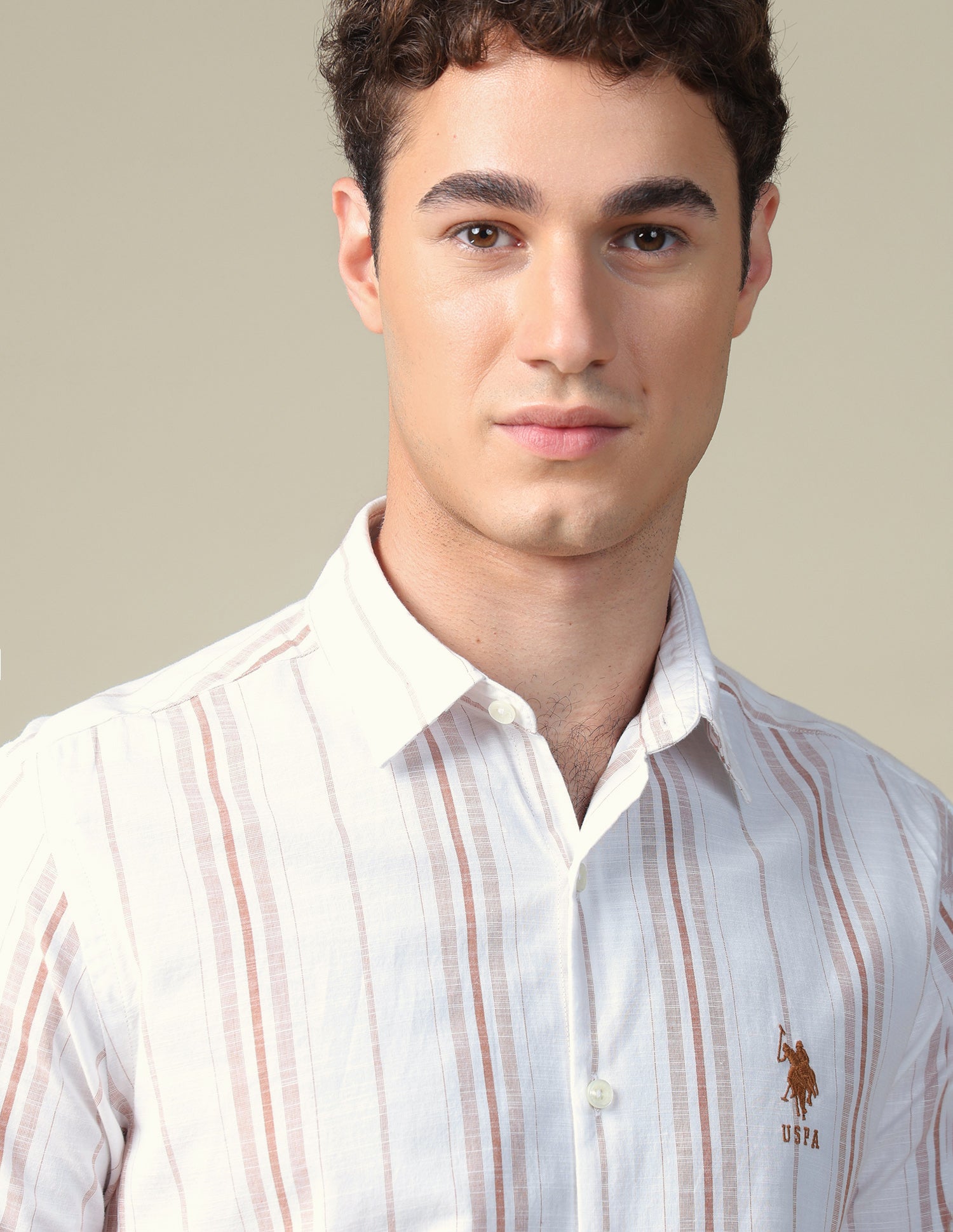 Vertical Striped Regular Fit Shirt Rust - U.S. Polo Assn. India | Large