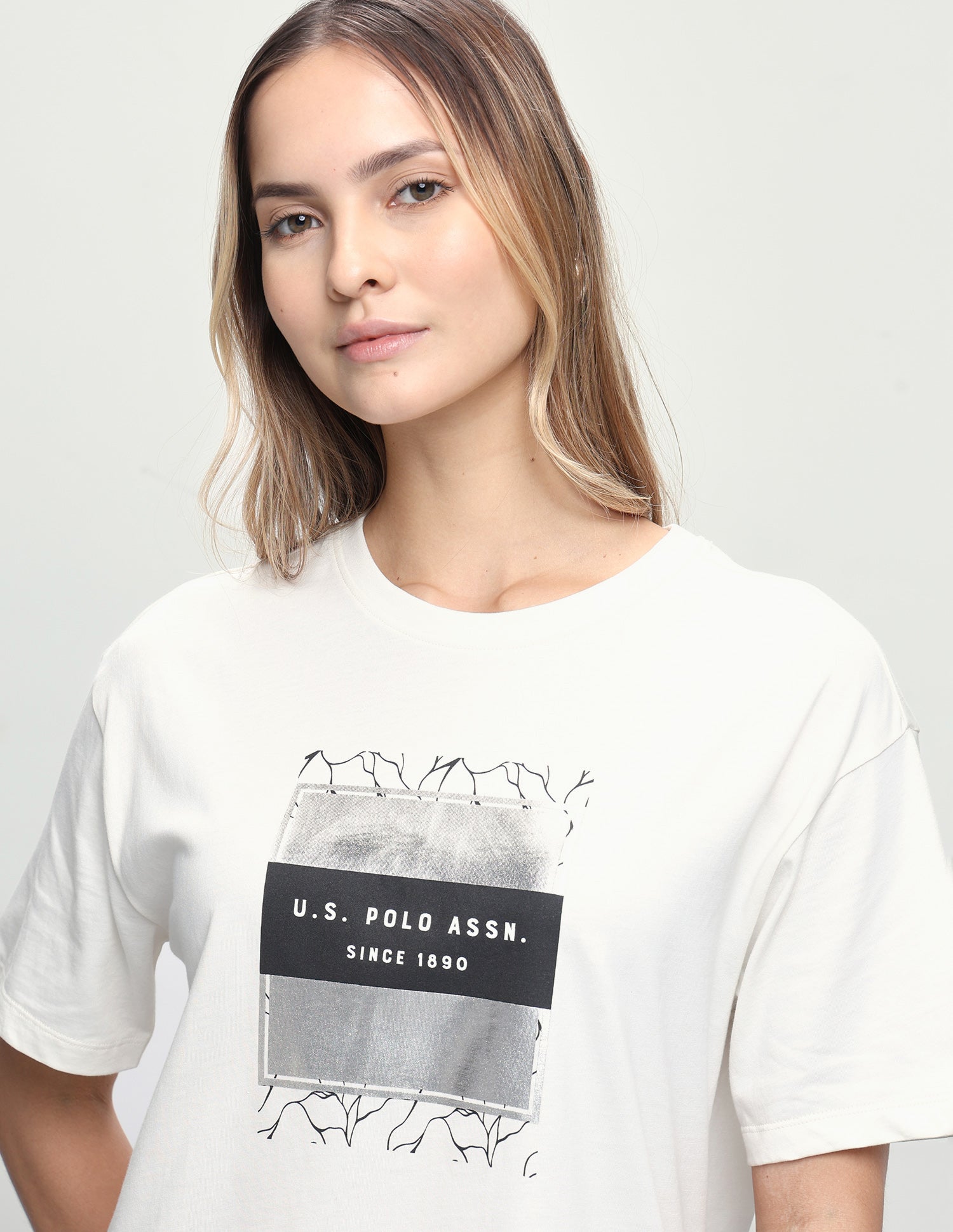 Graphic Brand Printed Oversized Fit T-Shirt Off White - U.S. Polo Assn. India | Large