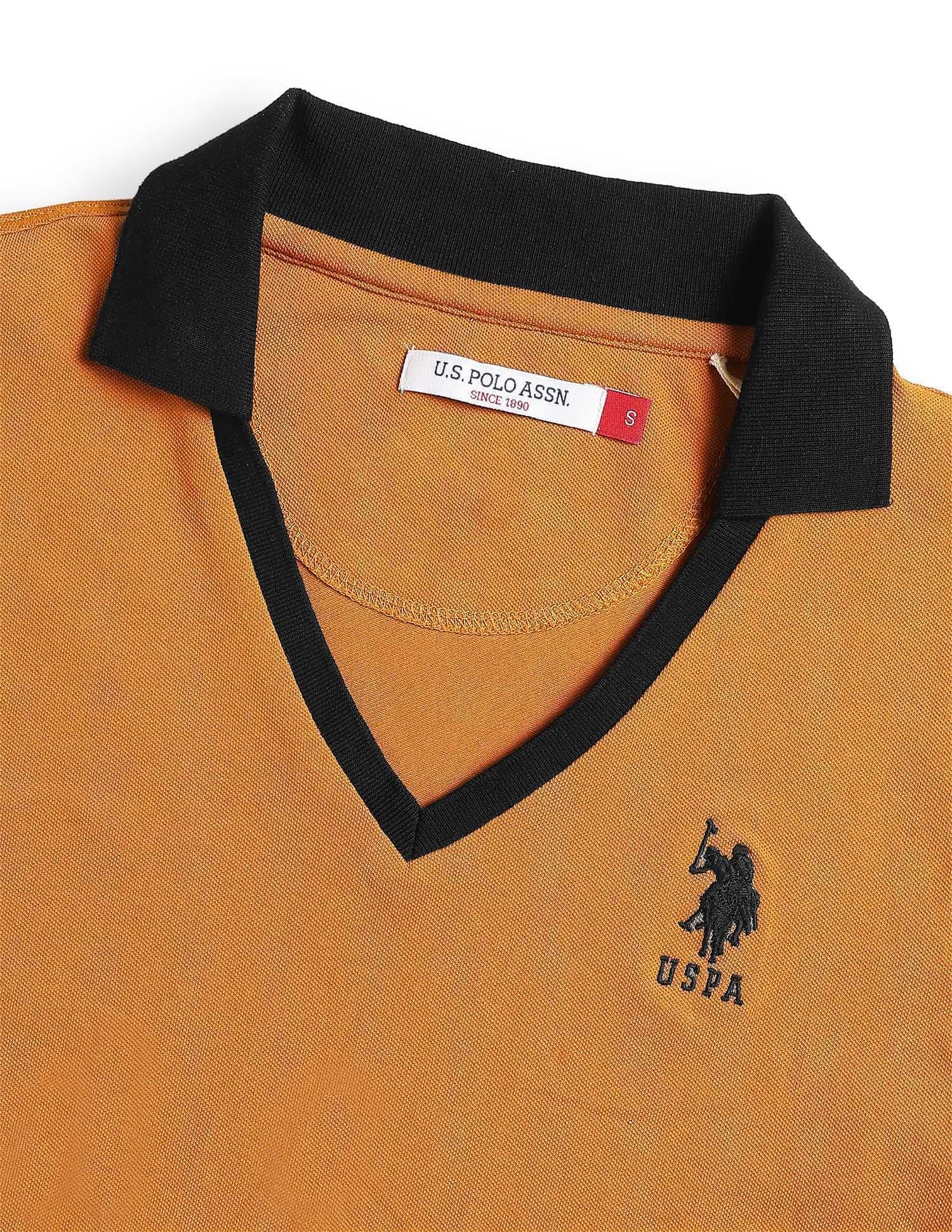 Solid Regular Fit Polo Shirt Orange - U.S. Polo Assn. India | Large