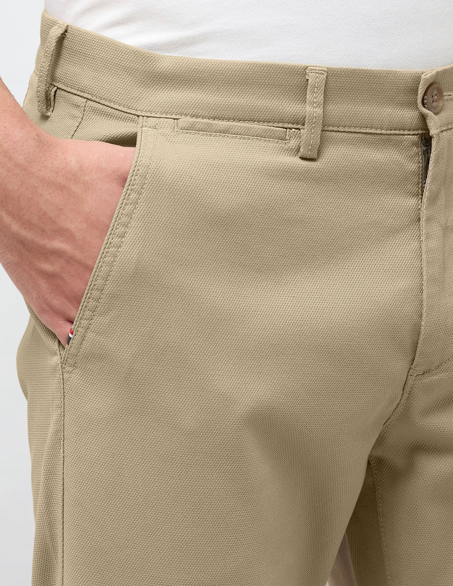 Riley Straight Fit Satin Trousers Khaki - U.S. Polo Assn. India | Large